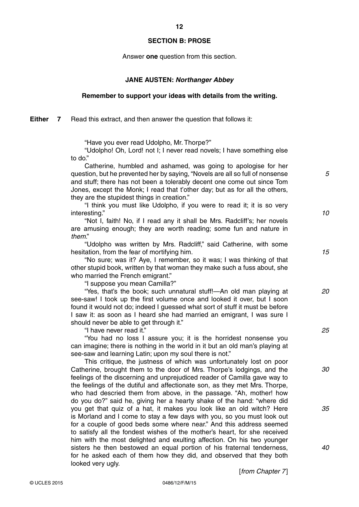 Cambridge IGCSE English - Literature 0486 2015 Feb/March Paper 1 · Variant 2 question paper, page 12 of 28