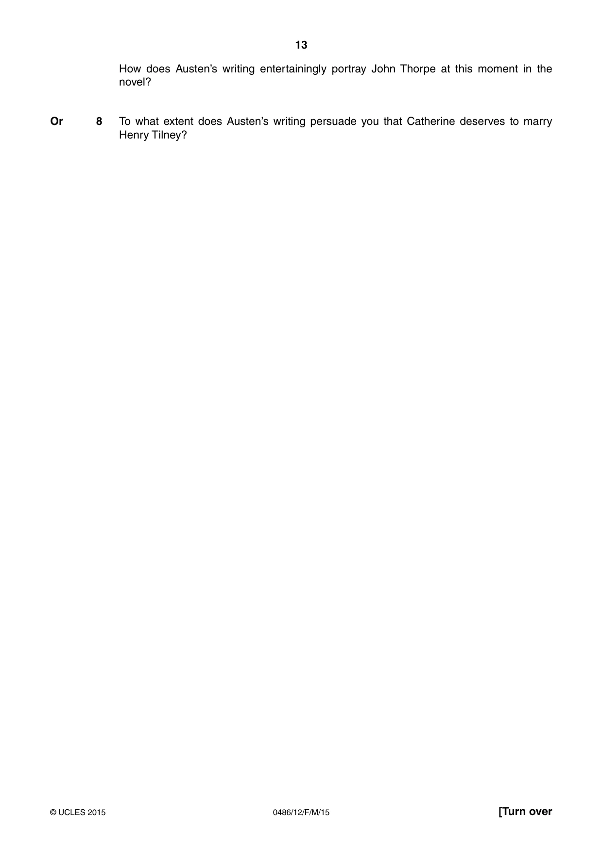 Cambridge IGCSE English - Literature 0486 2015 Feb/March Paper 1 · Variant 2 question paper, page 13 of 28
