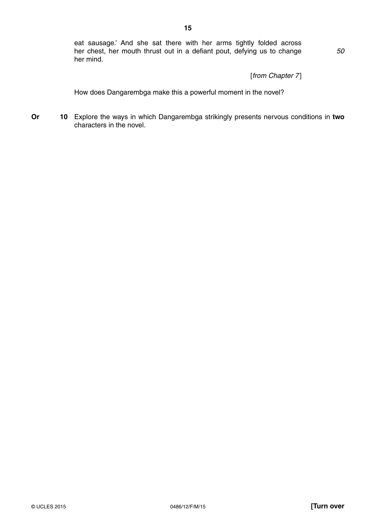 Cambridge IGCSE English - Literature 0486 2015 Feb/March Paper 1 · Variant 2 question paper, page 15 of 28