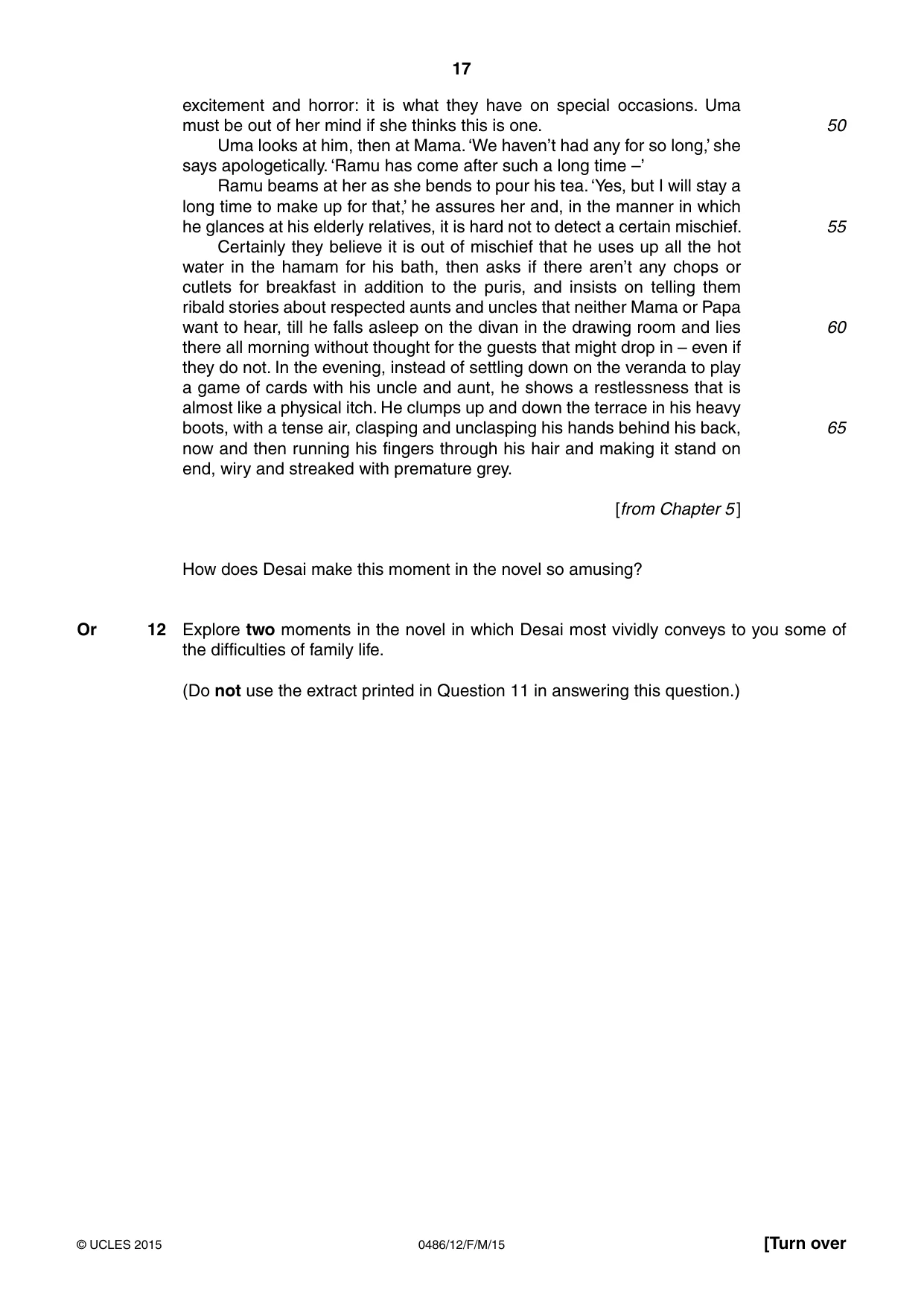 Cambridge IGCSE English - Literature 0486 2015 Feb/March Paper 1 · Variant 2 question paper, page 17 of 28