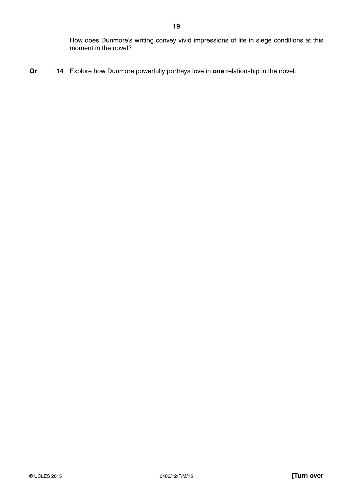 Cambridge IGCSE English - Literature 0486 2015 Feb/March Paper 1 · Variant 2 question paper, page 19 of 28