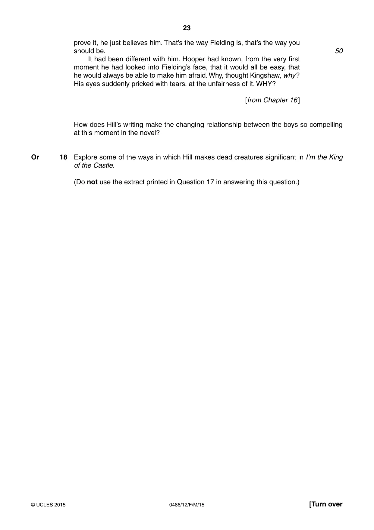 Cambridge IGCSE English - Literature 0486 2015 Feb/March Paper 1 · Variant 2 question paper, page 23 of 28