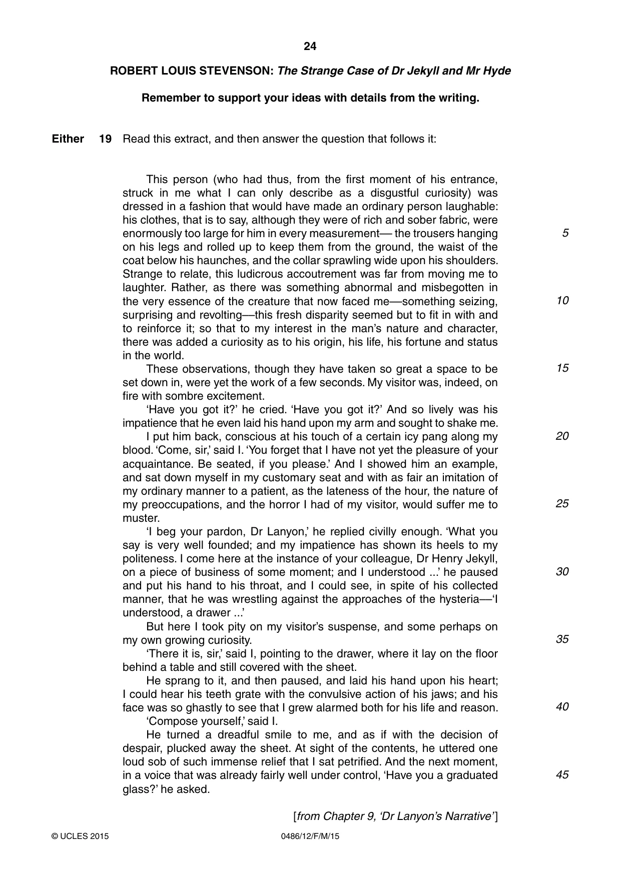 Cambridge IGCSE English - Literature 0486 2015 Feb/March Paper 1 · Variant 2 question paper, page 24 of 28