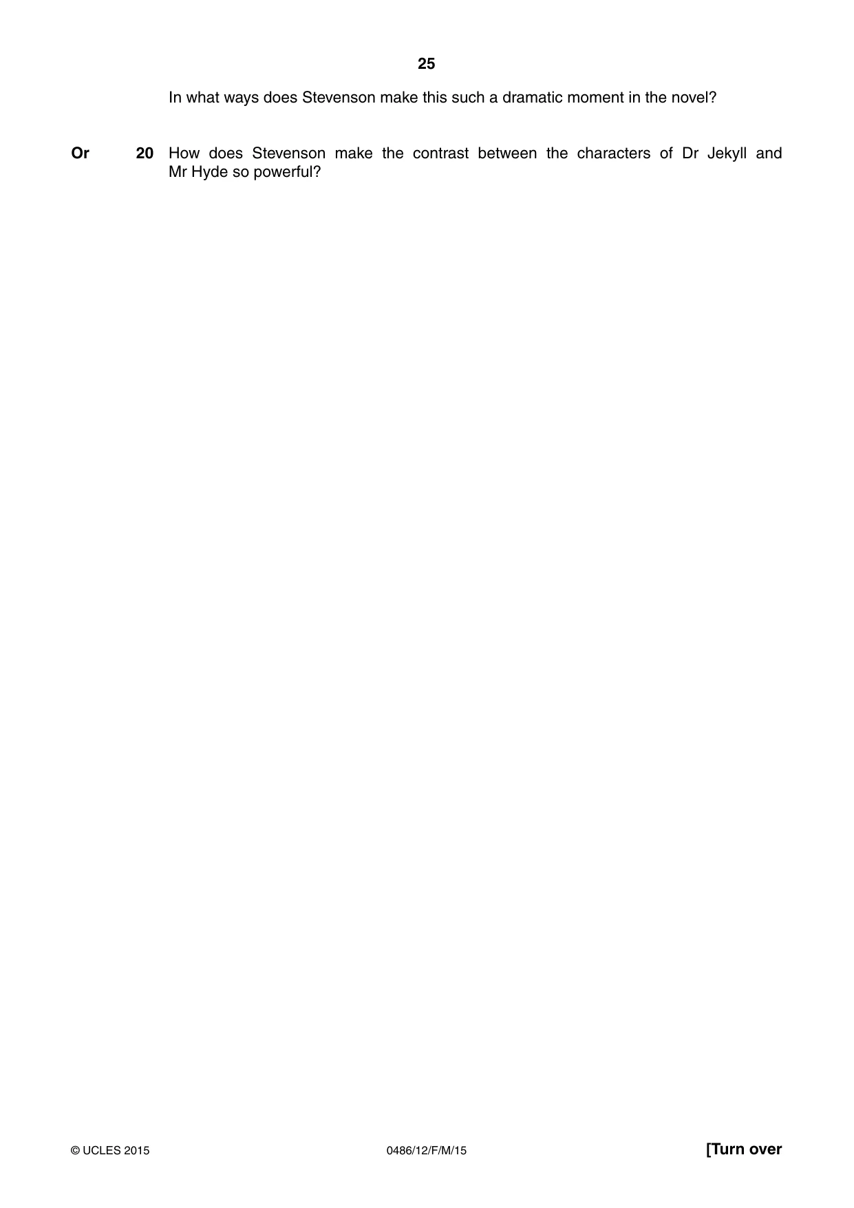 Cambridge IGCSE English - Literature 0486 2015 Feb/March Paper 1 · Variant 2 question paper, page 25 of 28