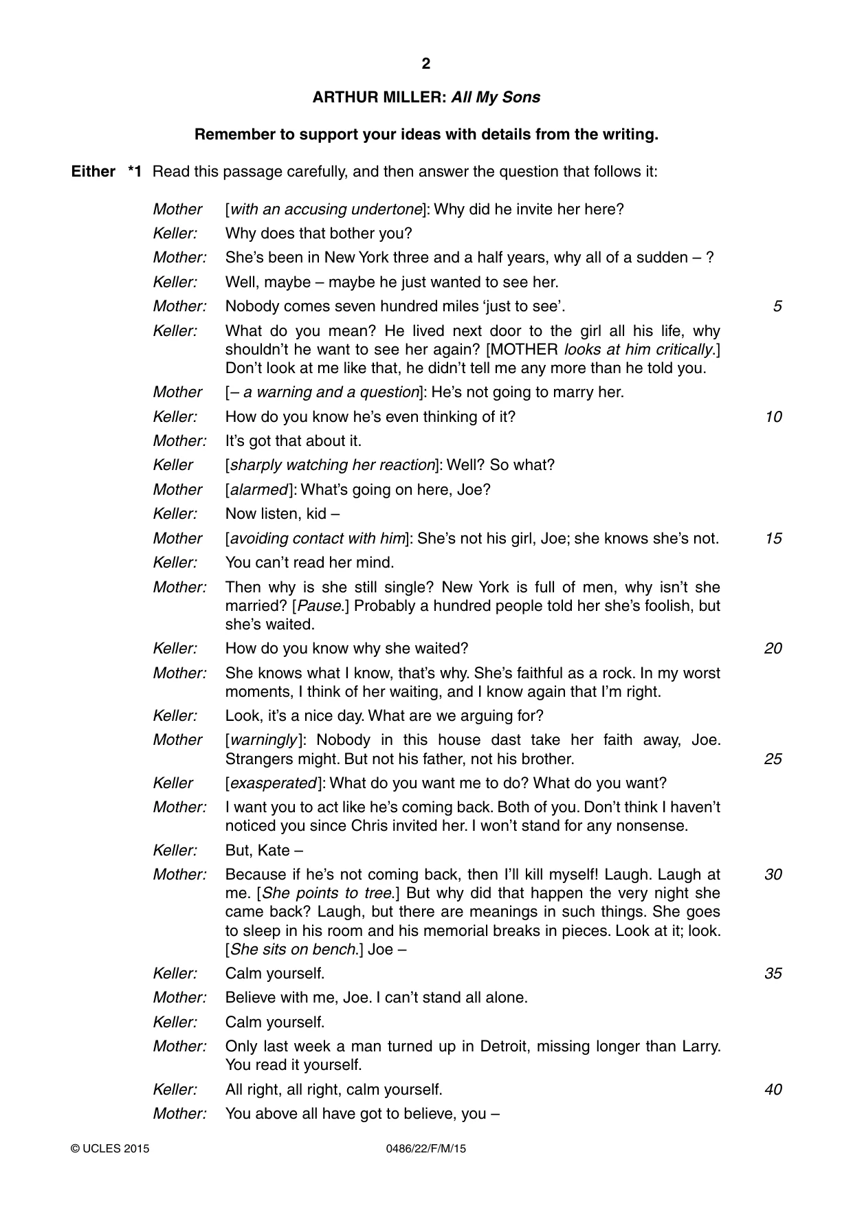 Cambridge IGCSE English - Literature 0486 2015 Feb/March Paper 2 · Variant 2 question paper, page 2 of 16