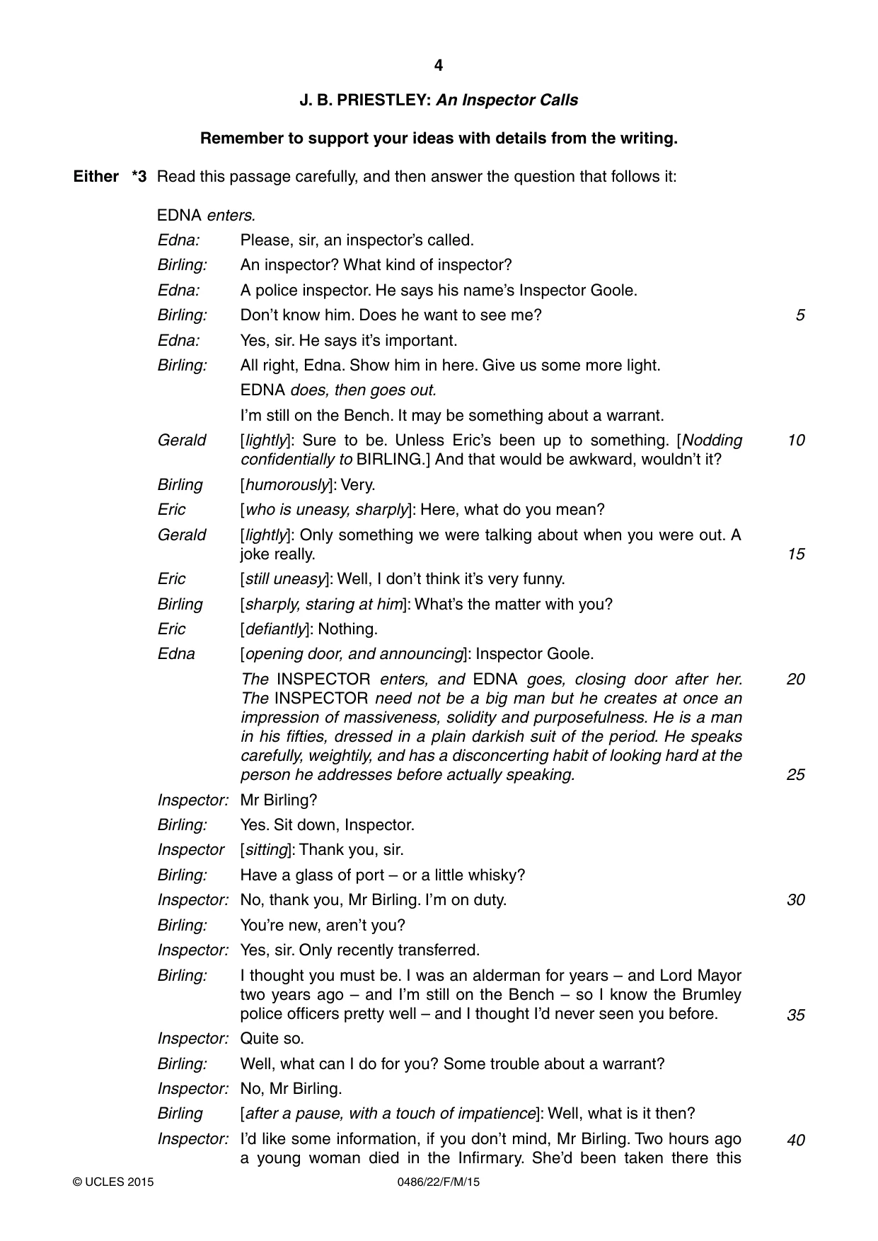 Cambridge IGCSE English - Literature 0486 2015 Feb/March Paper 2 · Variant 2 question paper, page 4 of 16