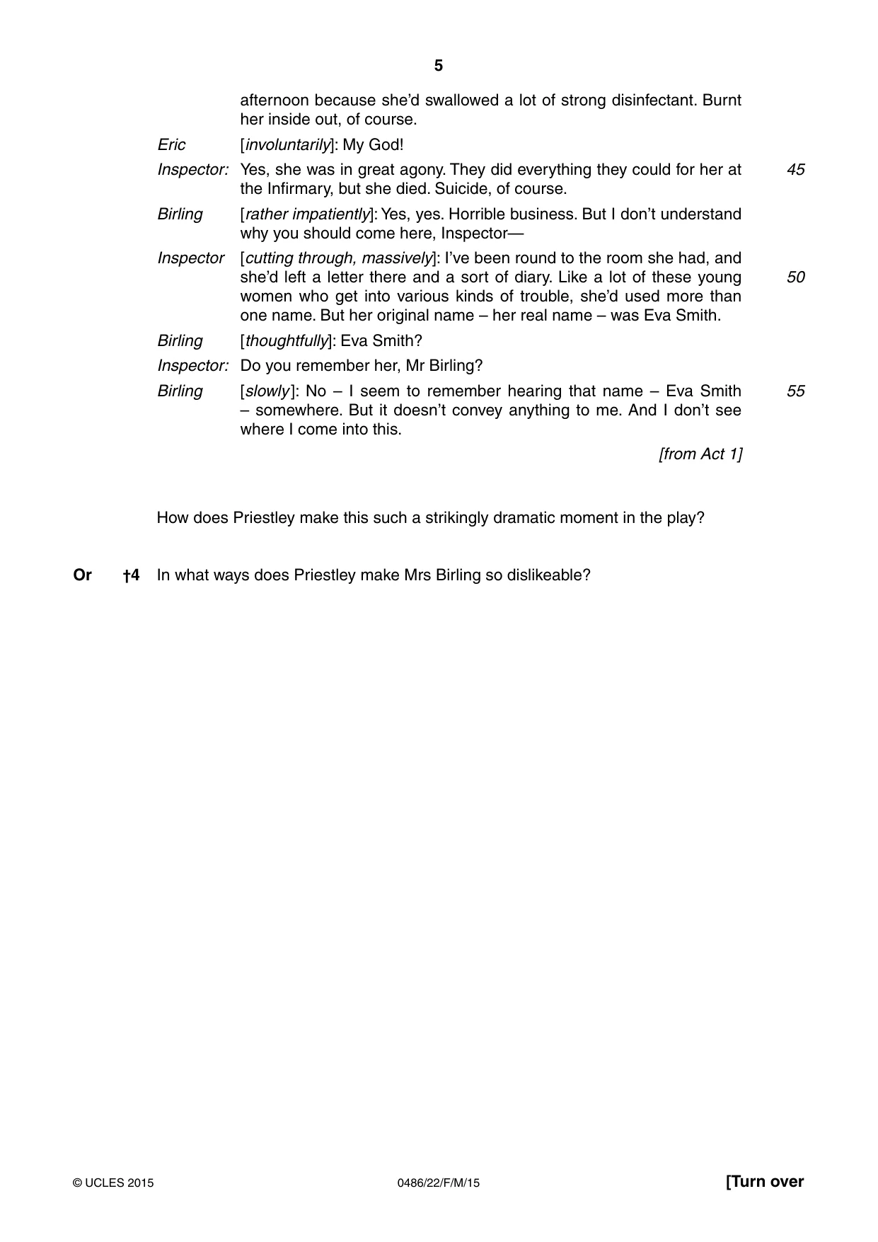 Cambridge IGCSE English - Literature 0486 2015 Feb/March Paper 2 · Variant 2 question paper, page 5 of 16