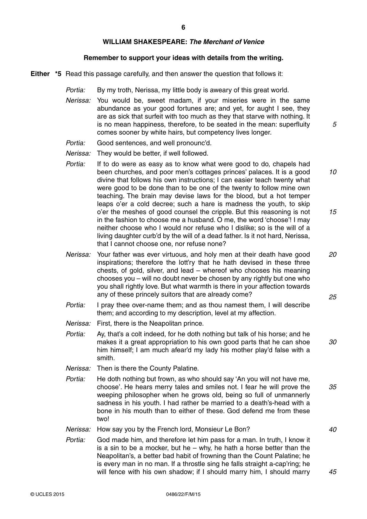 Cambridge IGCSE English - Literature 0486 2015 Feb/March Paper 2 · Variant 2 question paper, page 6 of 16