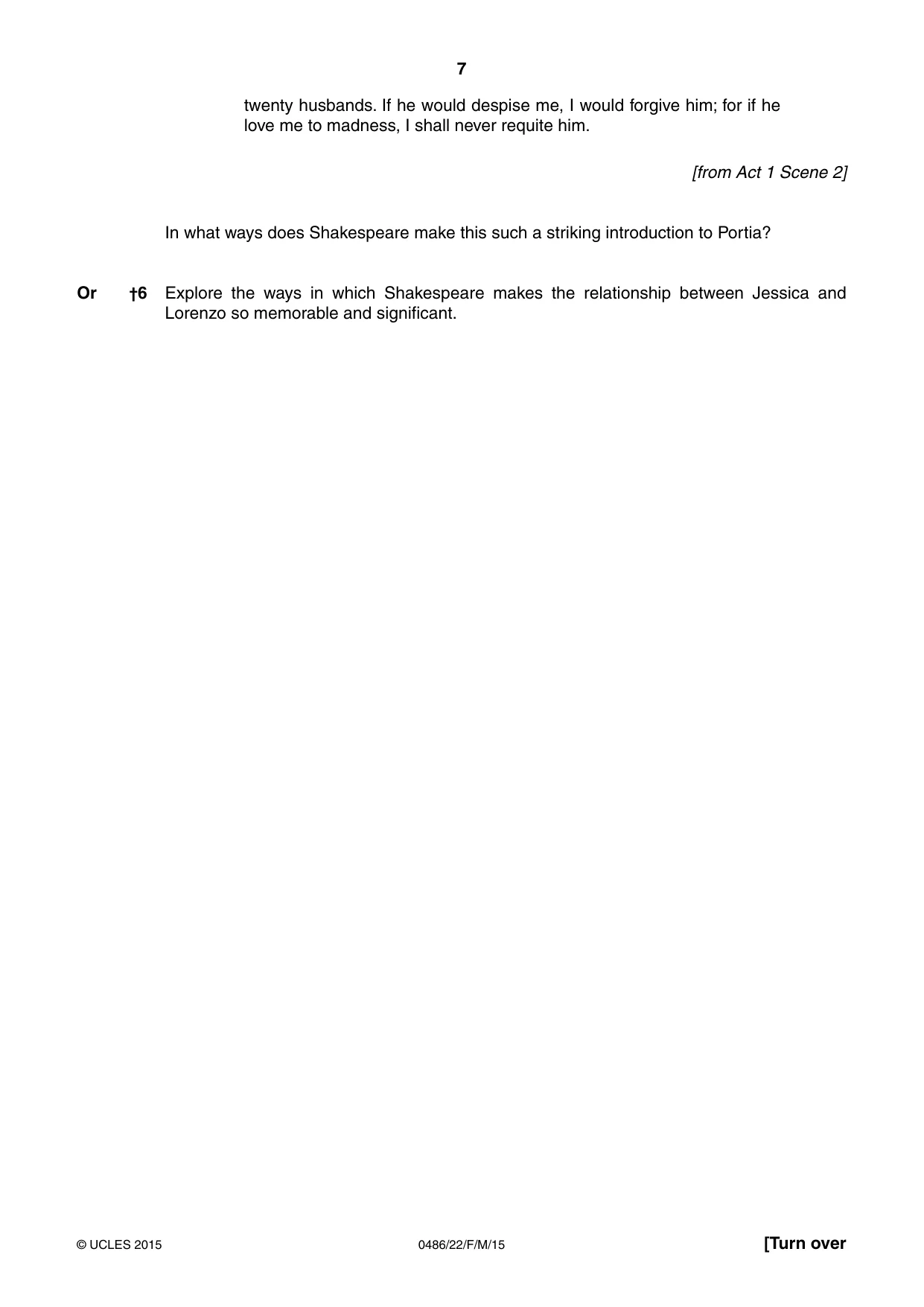 Cambridge IGCSE English - Literature 0486 2015 Feb/March Paper 2 · Variant 2 question paper, page 7 of 16
