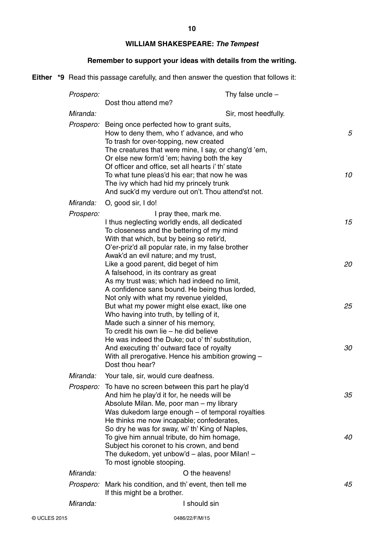 Cambridge IGCSE English - Literature 0486 2015 Feb/March Paper 2 · Variant 2 question paper, page 10 of 16
