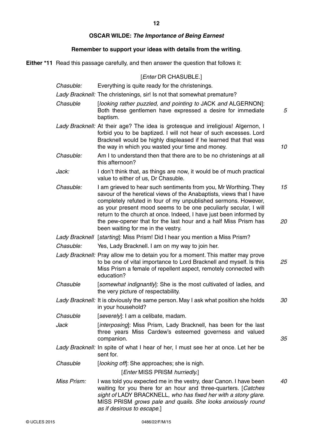 Cambridge IGCSE English - Literature 0486 2015 Feb/March Paper 2 · Variant 2 question paper, page 12 of 16