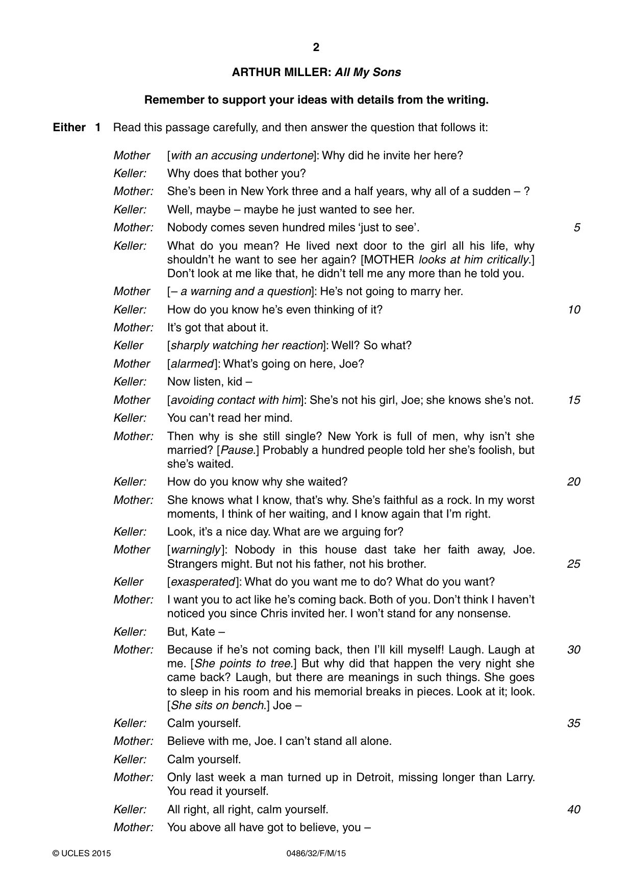 Cambridge IGCSE English - Literature 0486 2015 Feb/March Paper 3 · Variant 2 question paper, page 2 of 16