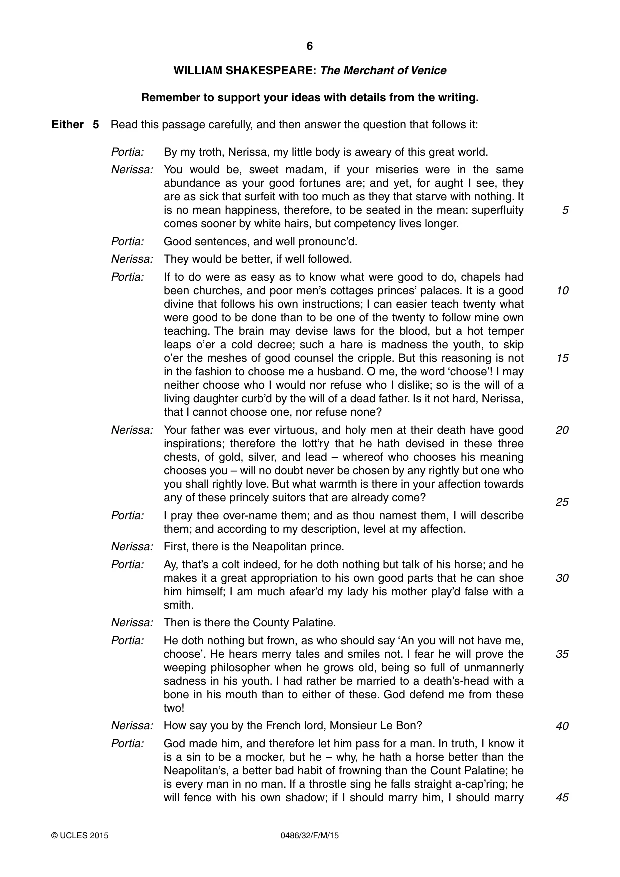 Cambridge IGCSE English - Literature 0486 2015 Feb/March Paper 3 · Variant 2 question paper, page 6 of 16