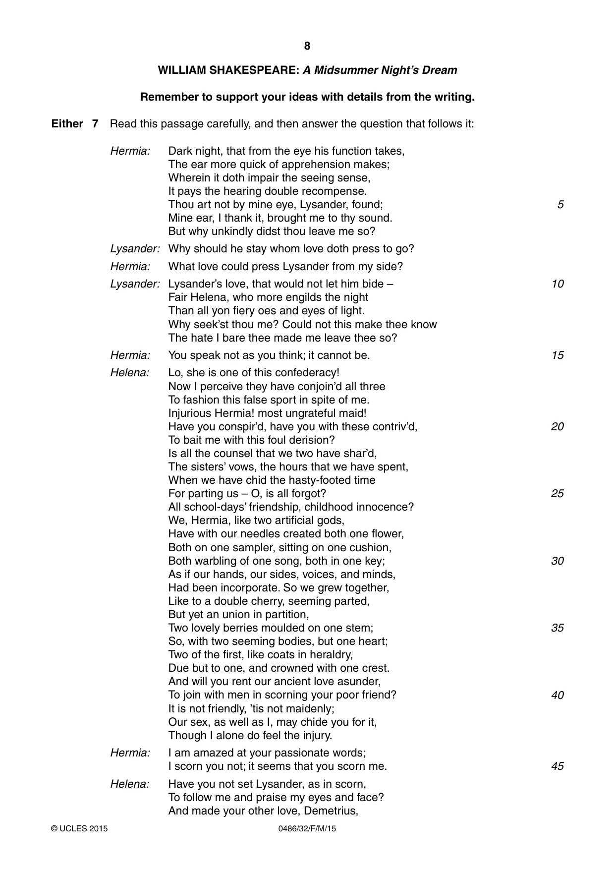 Cambridge IGCSE English - Literature 0486 2015 Feb/March Paper 3 · Variant 2 question paper, page 8 of 16