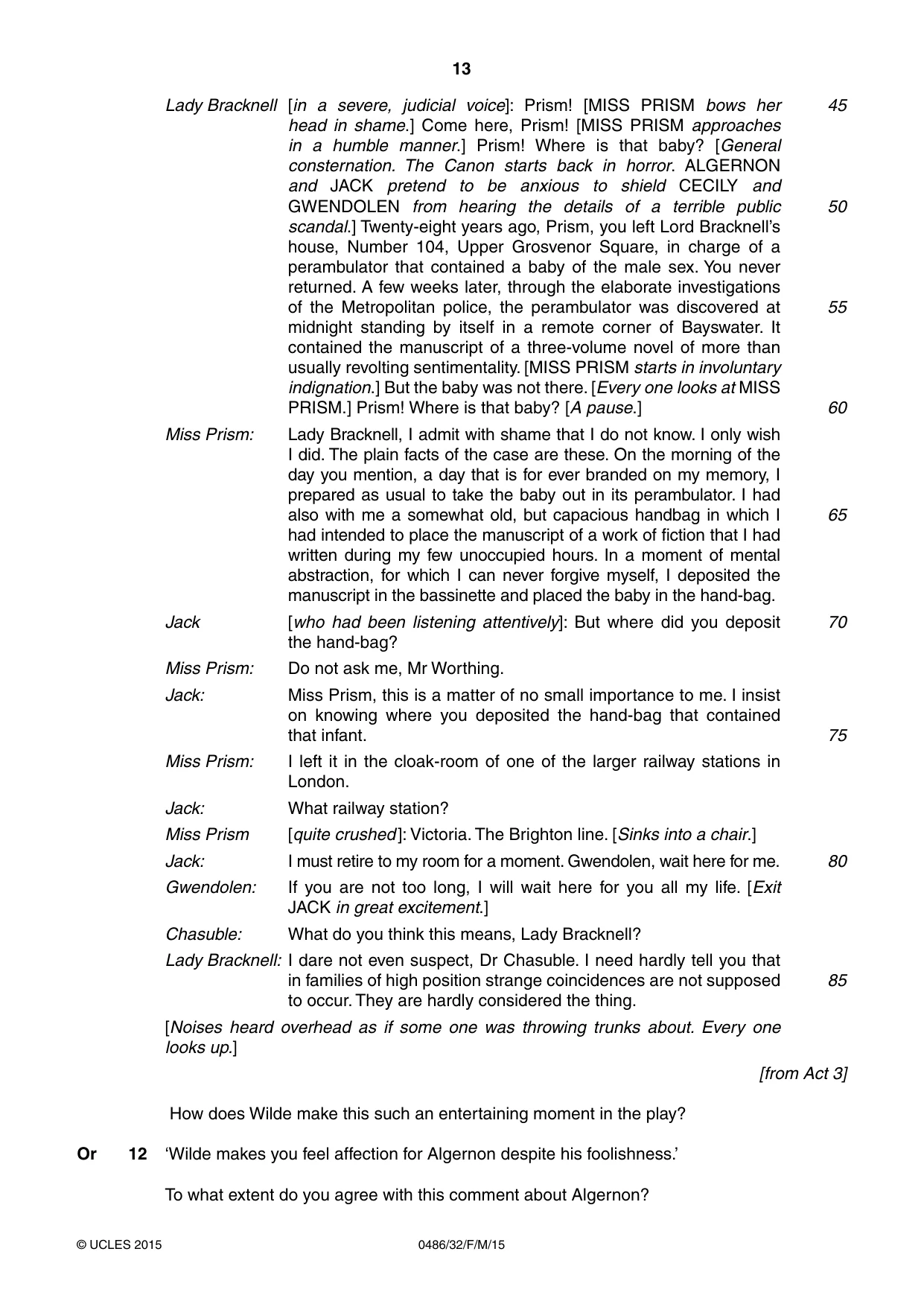 Cambridge IGCSE English - Literature 0486 2015 Feb/March Paper 3 · Variant 2 question paper, page 13 of 16