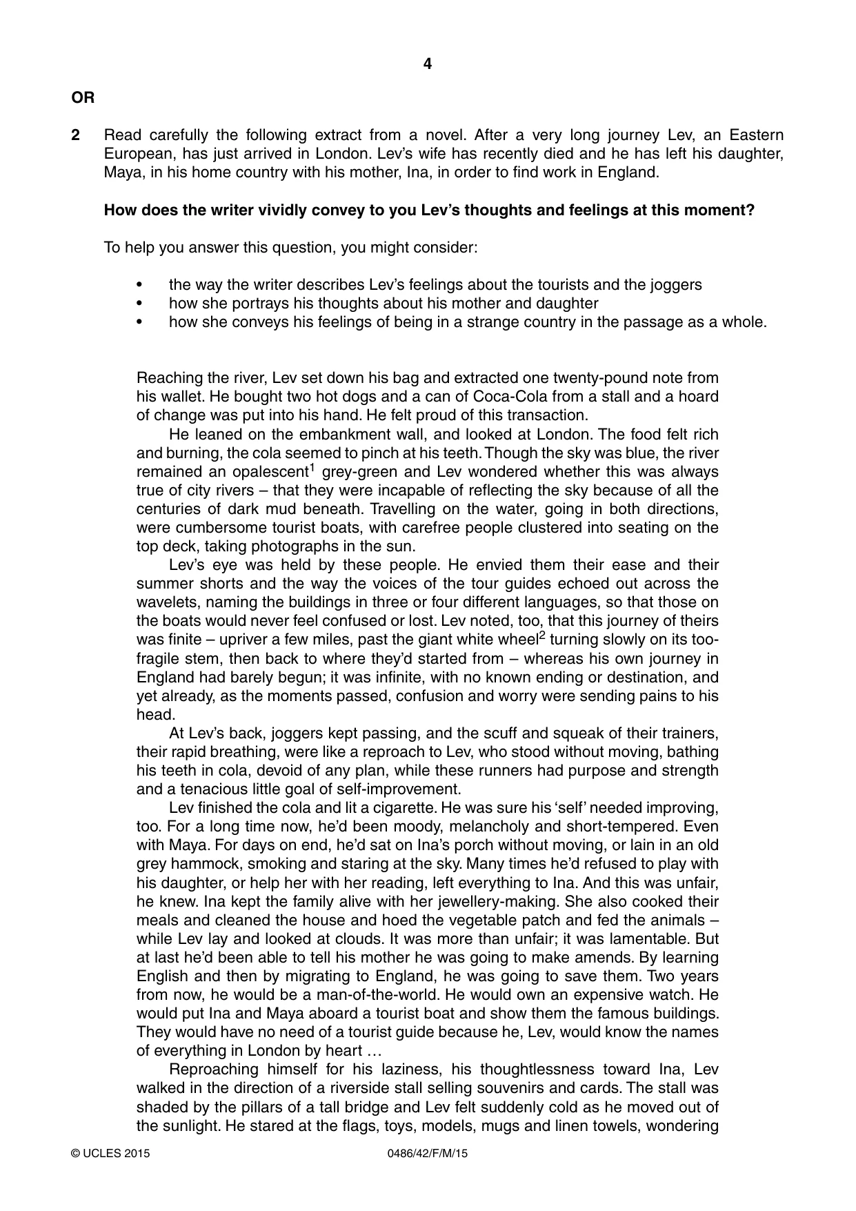 Cambridge IGCSE English - Literature 0486 2015 Feb/March Paper 4 · Variant 2 question paper, page 4 of 8