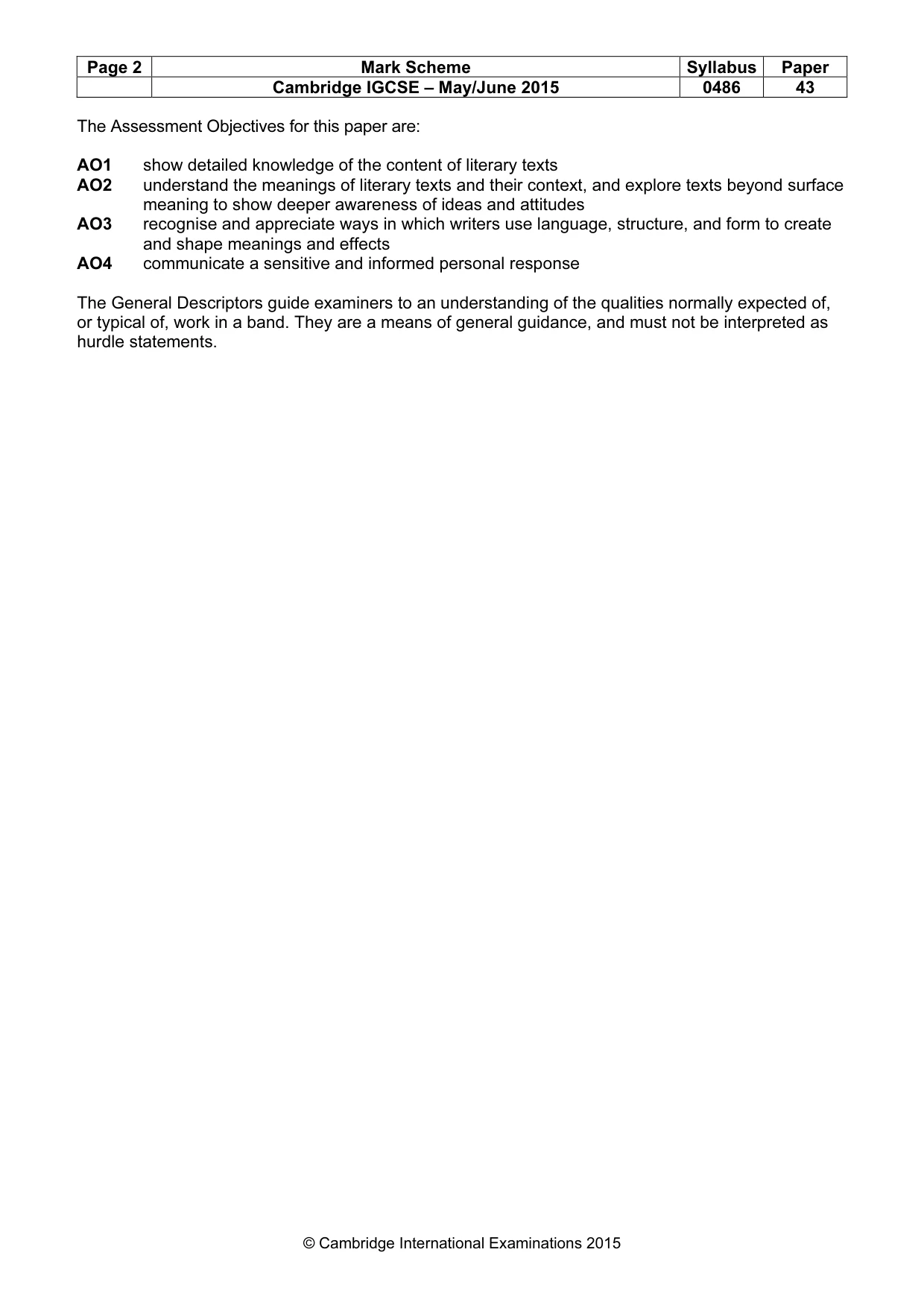 Mark scheme, page 2 of 3