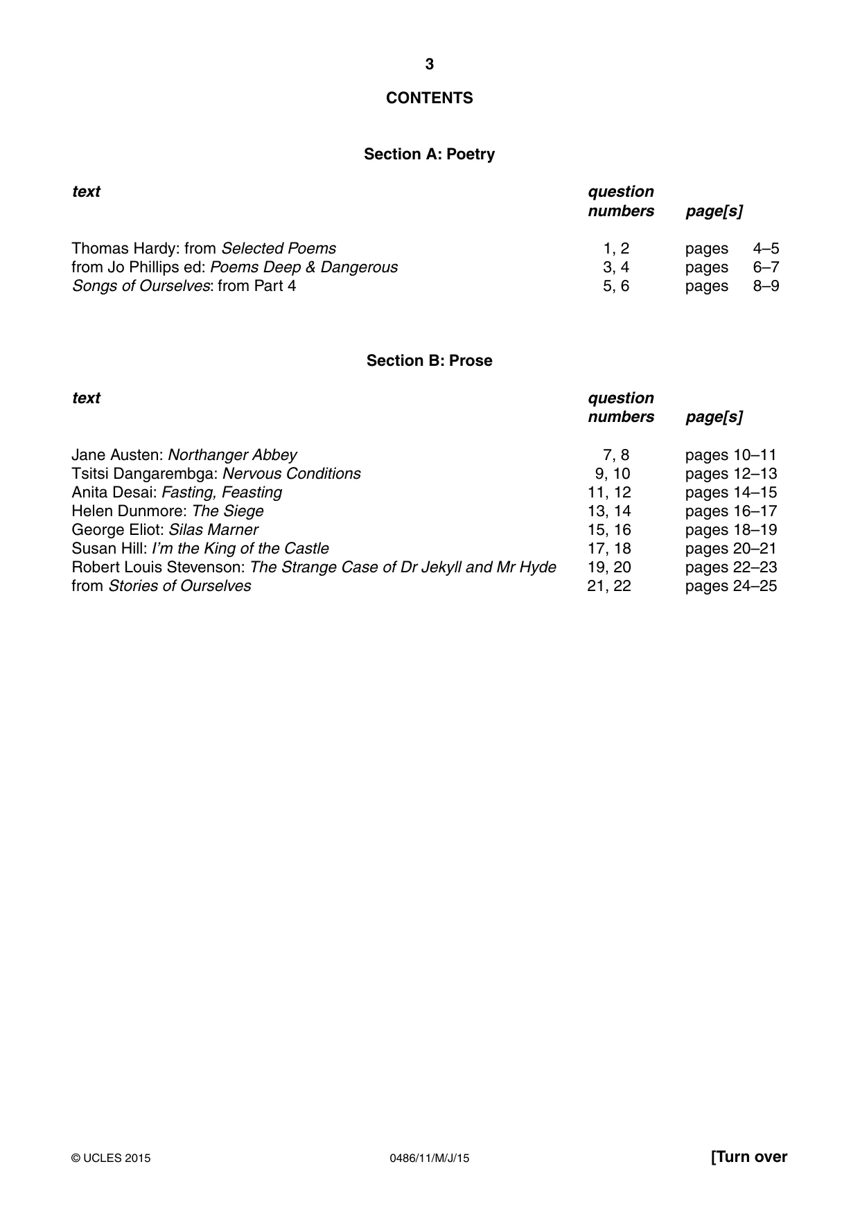 Cambridge IGCSE English - Literature 0486 2015 May/June Paper 1 · Variant 1 question paper, page 3 of 28