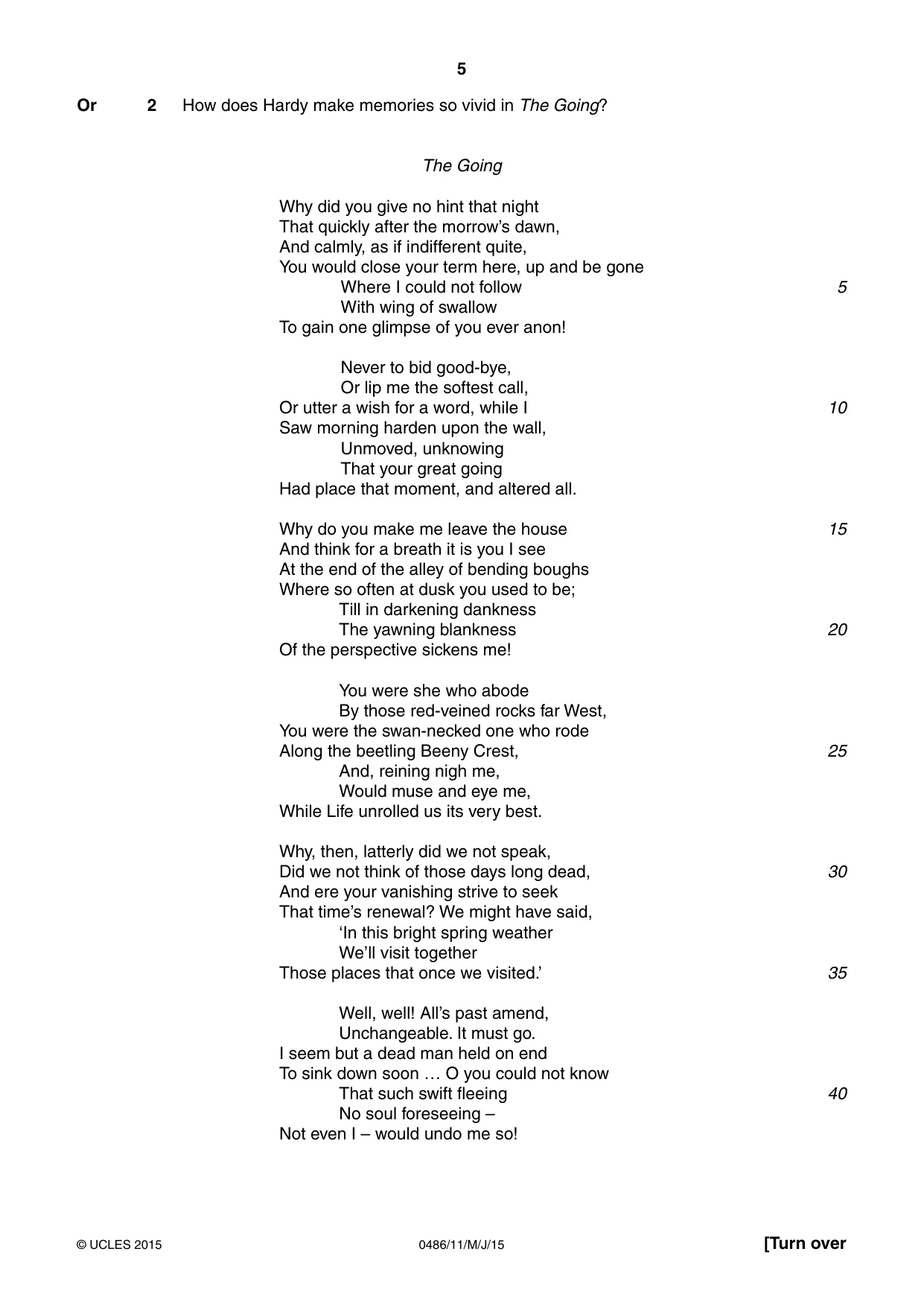 Cambridge IGCSE English - Literature 0486 2015 May/June Paper 1 · Variant 1 question paper, page 5 of 28