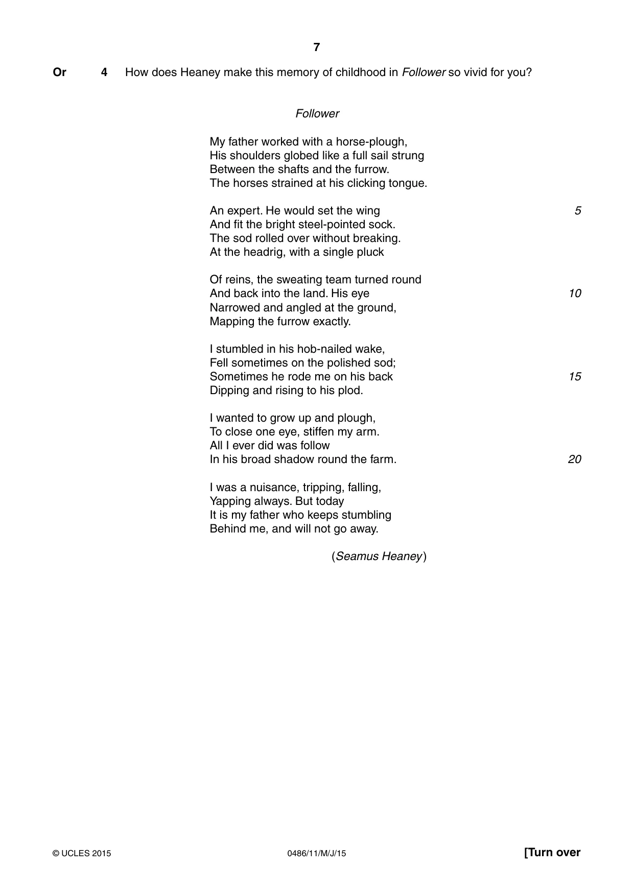 Cambridge IGCSE English - Literature 0486 2015 May/June Paper 1 · Variant 1 question paper, page 7 of 28