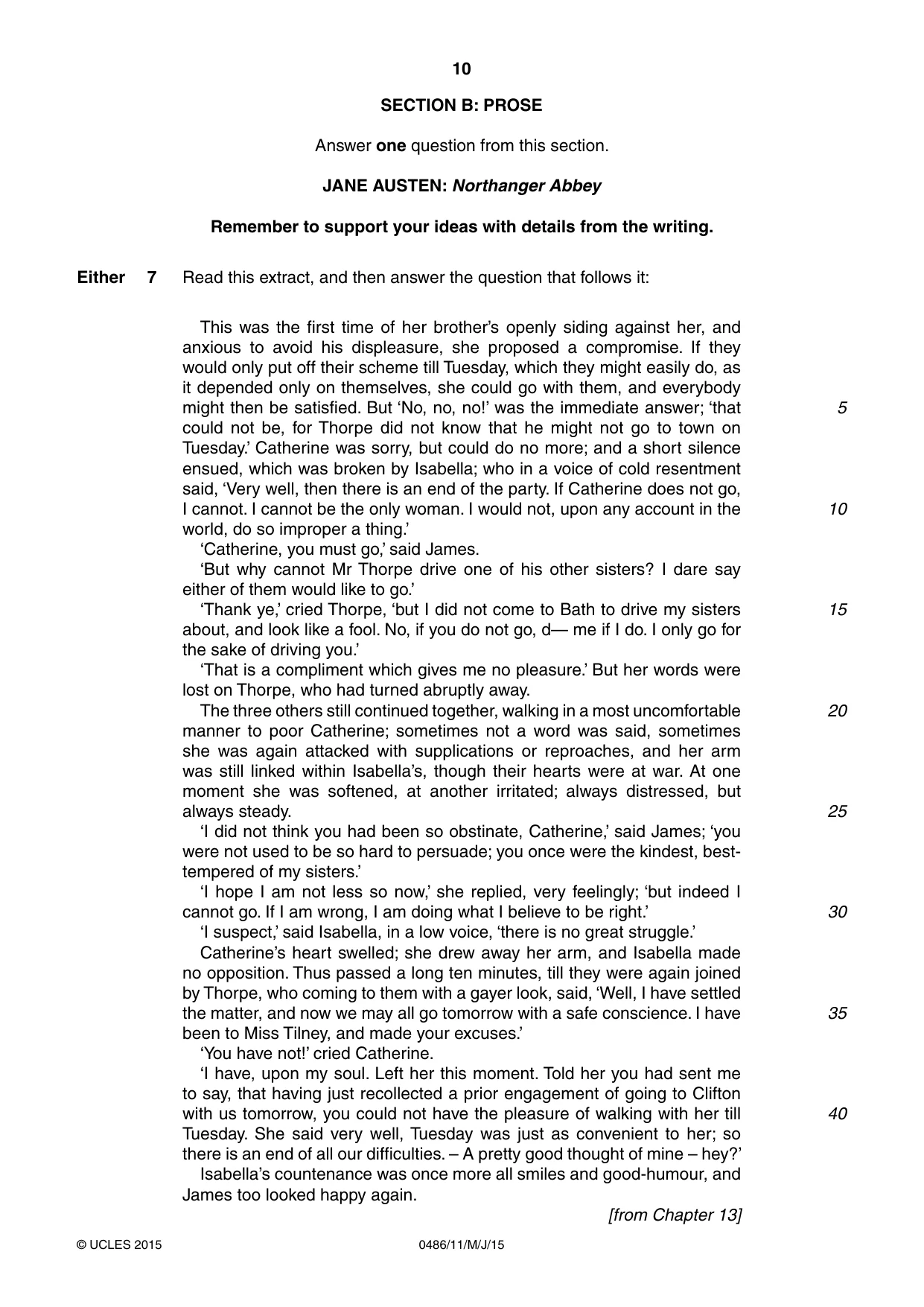 Cambridge IGCSE English - Literature 0486 2015 May/June Paper 1 · Variant 1 question paper, page 10 of 28