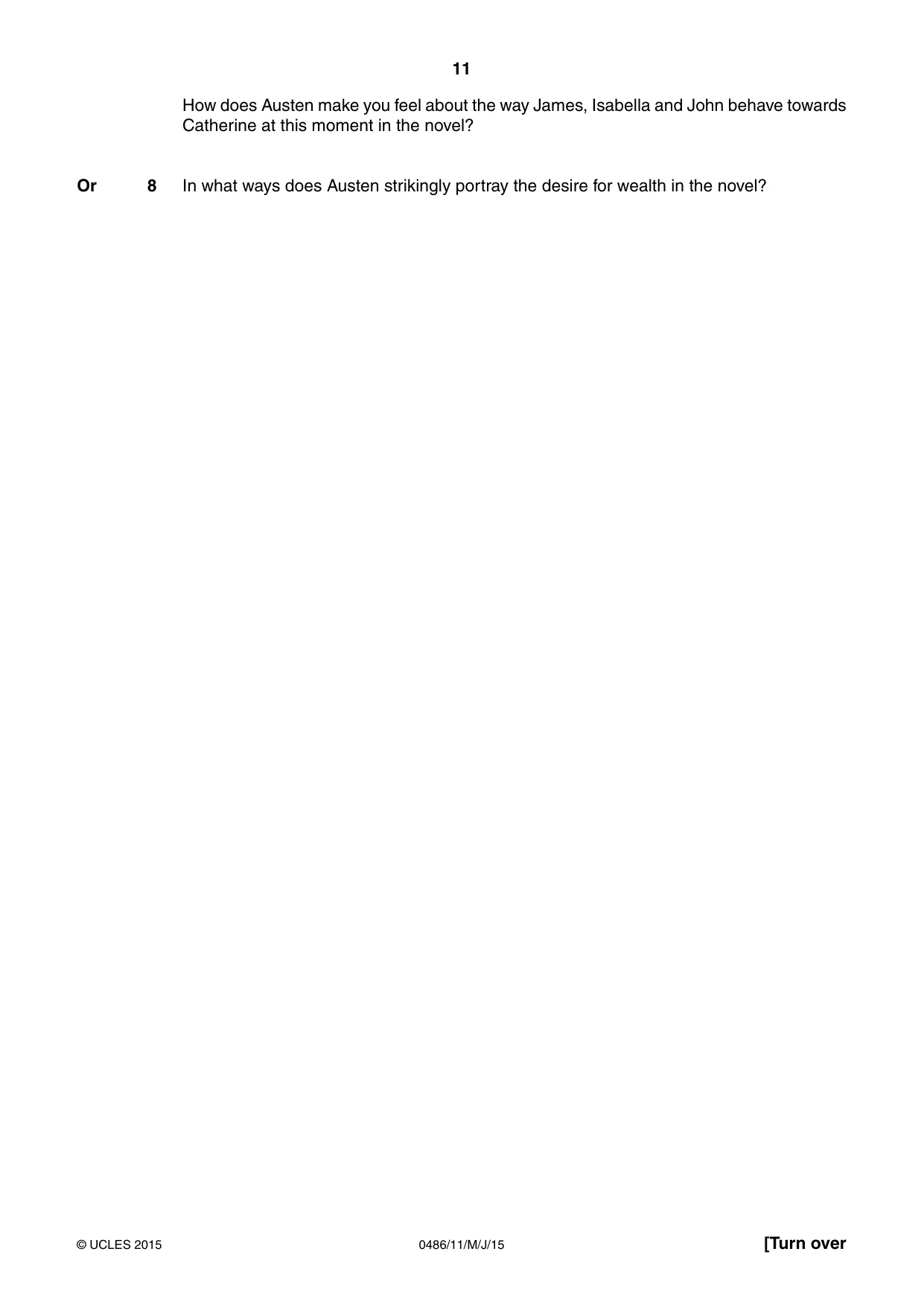 Cambridge IGCSE English - Literature 0486 2015 May/June Paper 1 · Variant 1 question paper, page 11 of 28