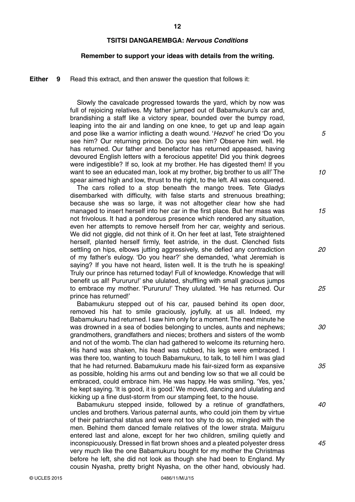Cambridge IGCSE English - Literature 0486 2015 May/June Paper 1 · Variant 1 question paper, page 12 of 28