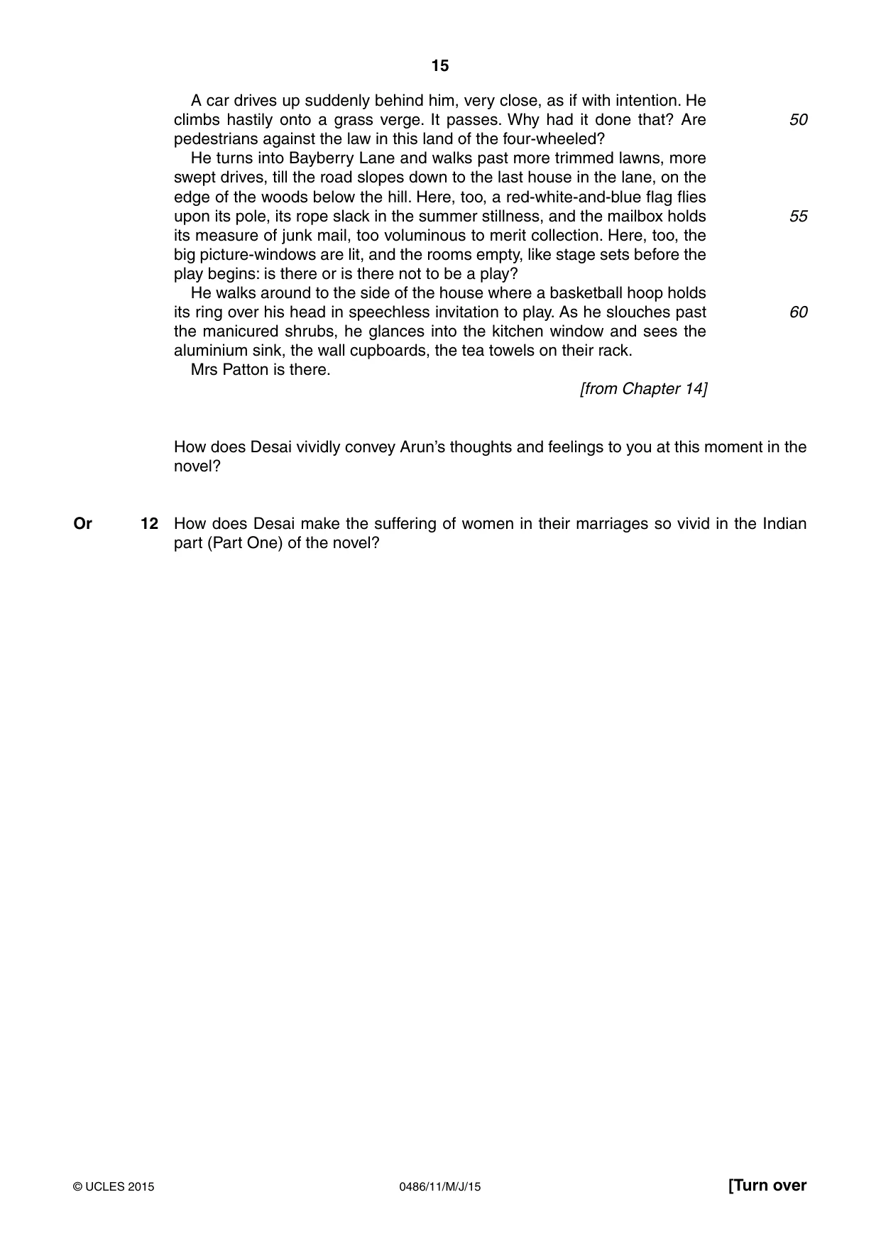 Cambridge IGCSE English - Literature 0486 2015 May/June Paper 1 · Variant 1 question paper, page 15 of 28