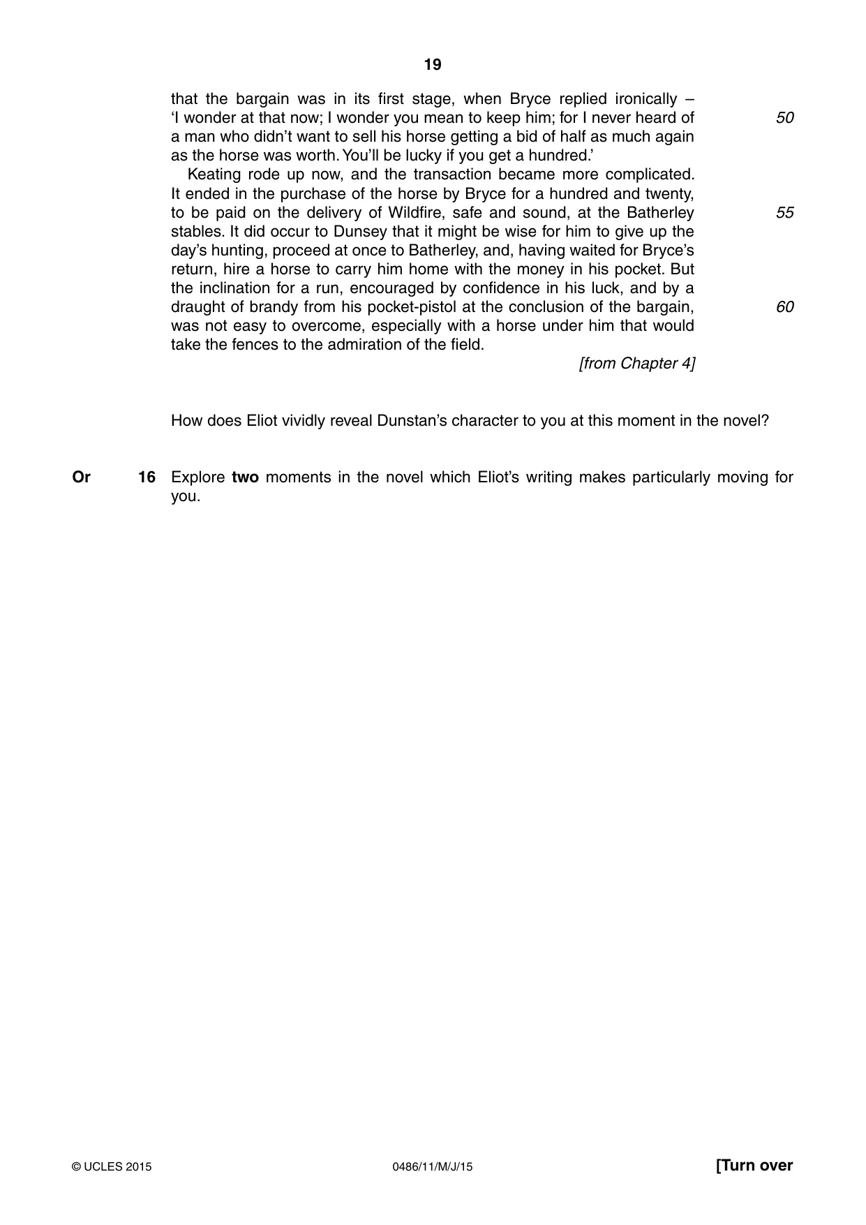 Cambridge IGCSE English - Literature 0486 2015 May/June Paper 1 · Variant 1 question paper, page 19 of 28