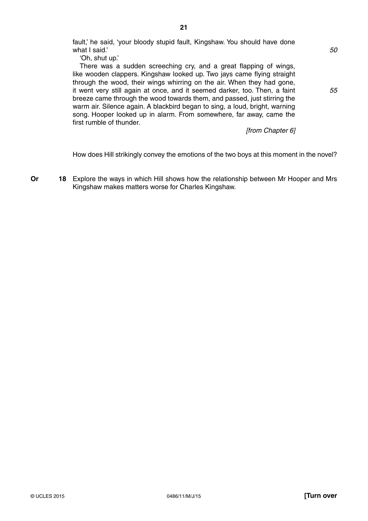 Cambridge IGCSE English - Literature 0486 2015 May/June Paper 1 · Variant 1 question paper, page 21 of 28