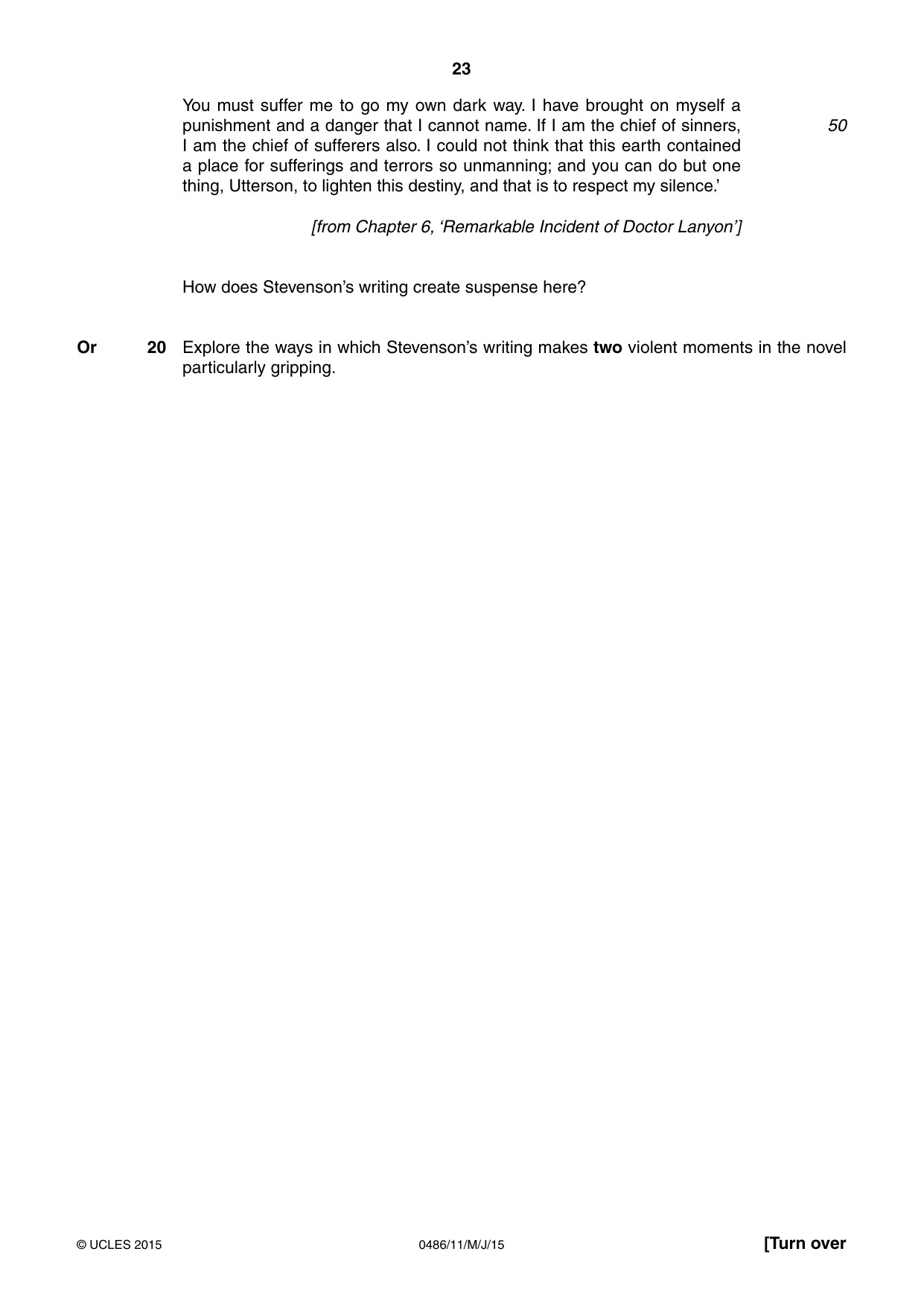 Cambridge IGCSE English - Literature 0486 2015 May/June Paper 1 · Variant 1 question paper, page 23 of 28