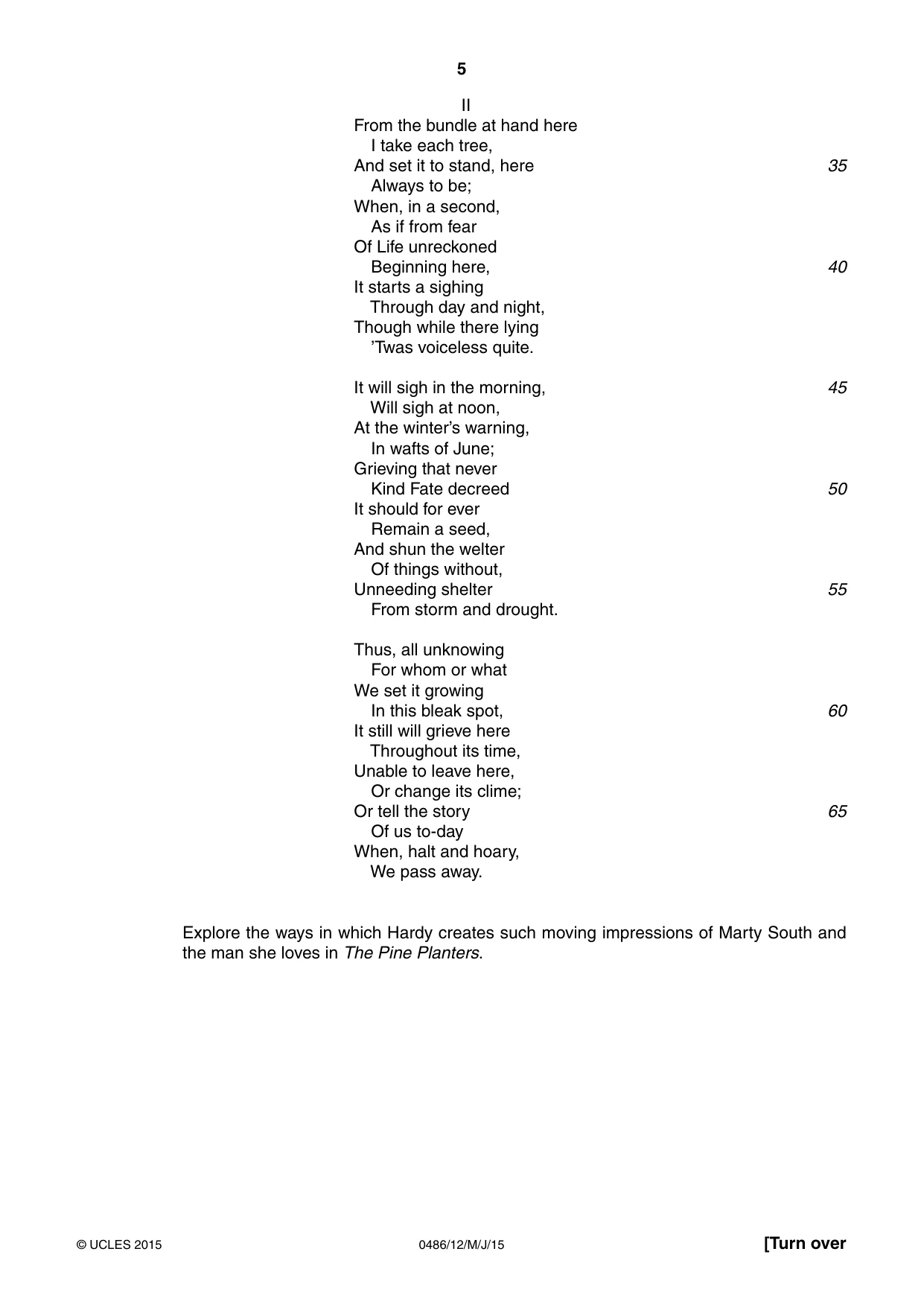 Cambridge IGCSE English - Literature 0486 2015 May/June Paper 1 · Variant 2 question paper, page 5 of 28