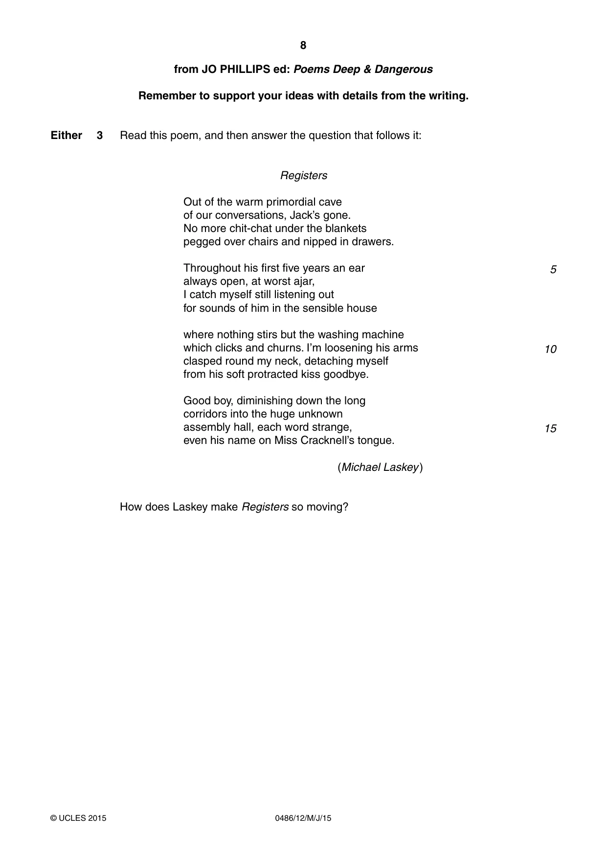 Cambridge IGCSE English - Literature 0486 2015 May/June Paper 1 · Variant 2 question paper, page 8 of 28