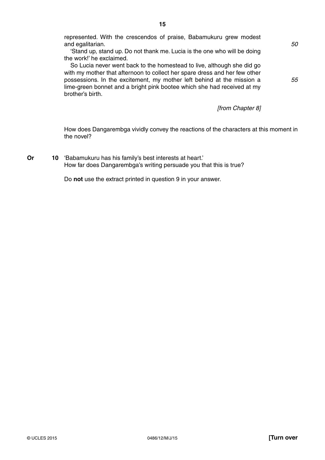 Cambridge IGCSE English - Literature 0486 2015 May/June Paper 1 · Variant 2 question paper, page 15 of 28