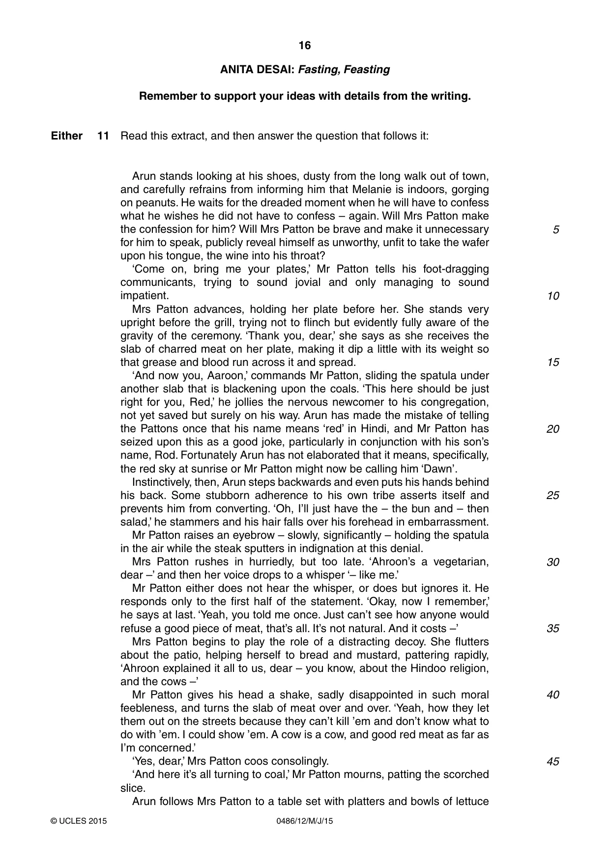 Cambridge IGCSE English - Literature 0486 2015 May/June Paper 1 · Variant 2 question paper, page 16 of 28