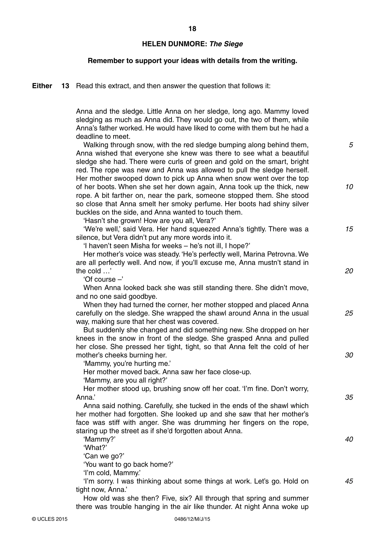 Cambridge IGCSE English - Literature 0486 2015 May/June Paper 1 · Variant 2 question paper, page 18 of 28