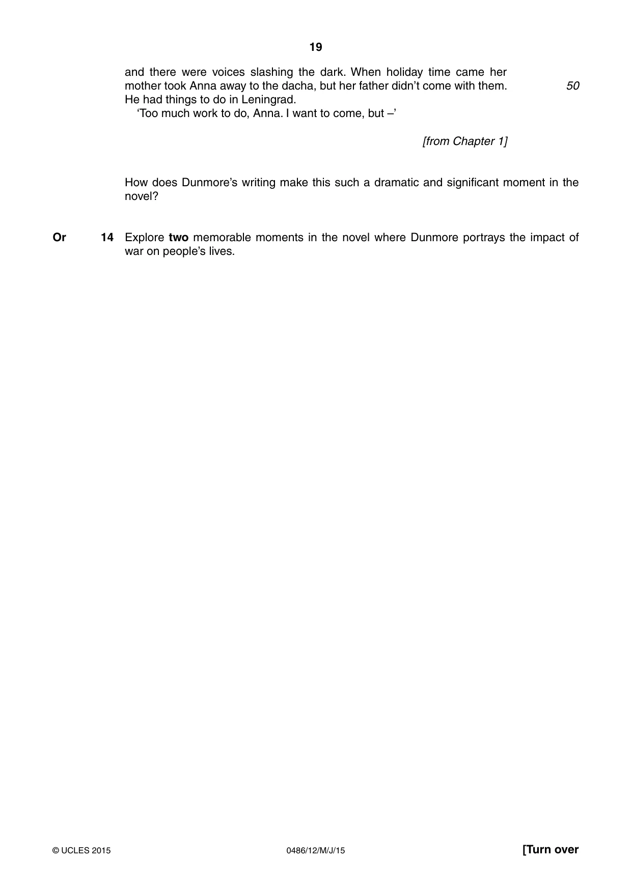 Cambridge IGCSE English - Literature 0486 2015 May/June Paper 1 · Variant 2 question paper, page 19 of 28