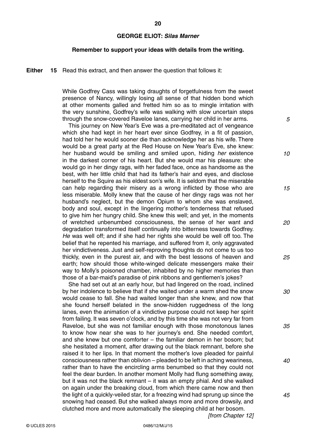 Cambridge IGCSE English - Literature 0486 2015 May/June Paper 1 · Variant 2 question paper, page 20 of 28
