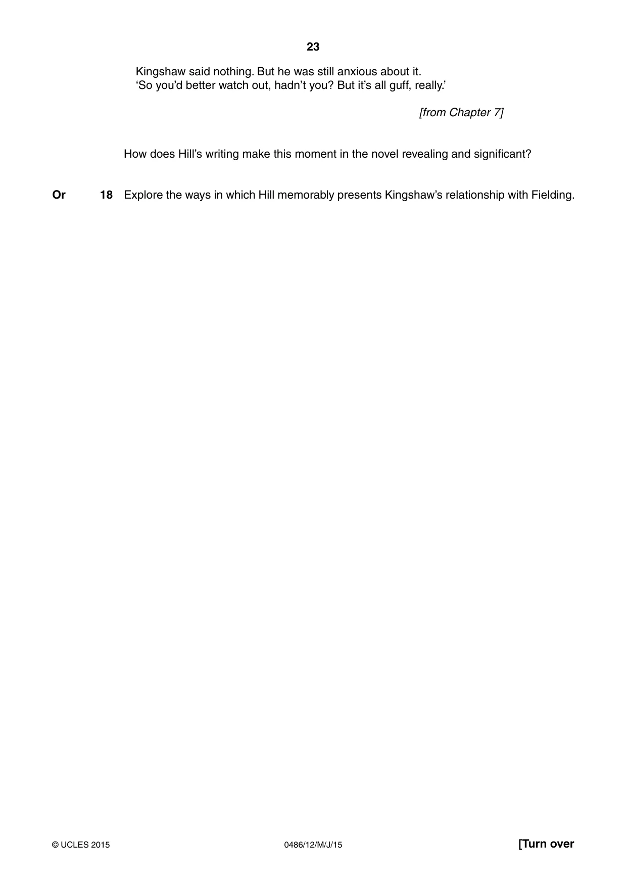 Cambridge IGCSE English - Literature 0486 2015 May/June Paper 1 · Variant 2 question paper, page 23 of 28