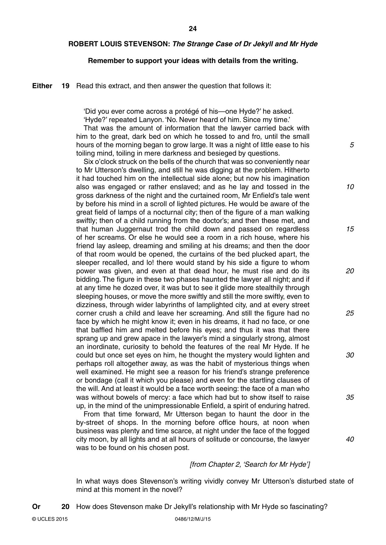 Cambridge IGCSE English - Literature 0486 2015 May/June Paper 1 · Variant 2 question paper, page 24 of 28
