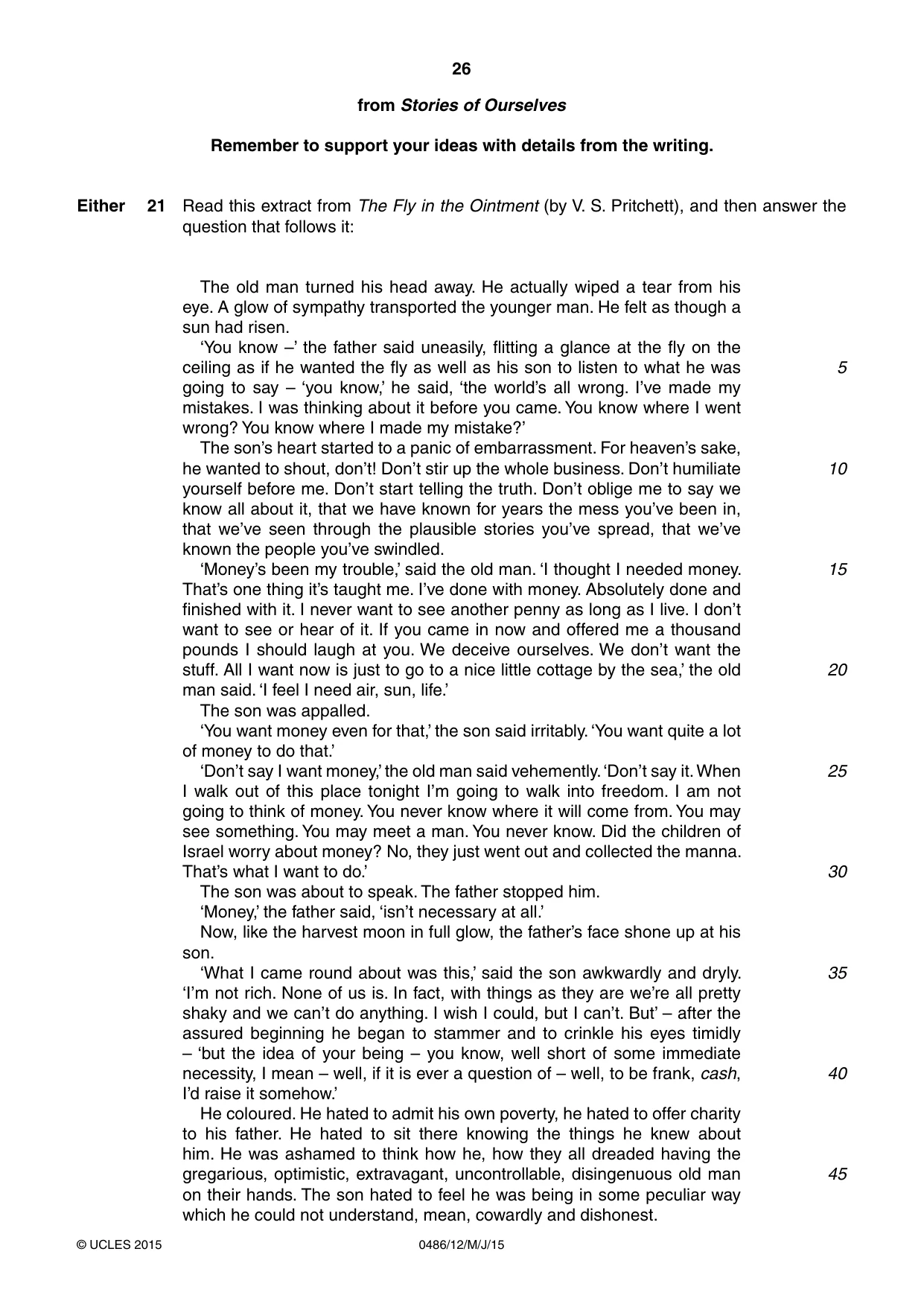 Cambridge IGCSE English - Literature 0486 2015 May/June Paper 1 · Variant 2 question paper, page 26 of 28