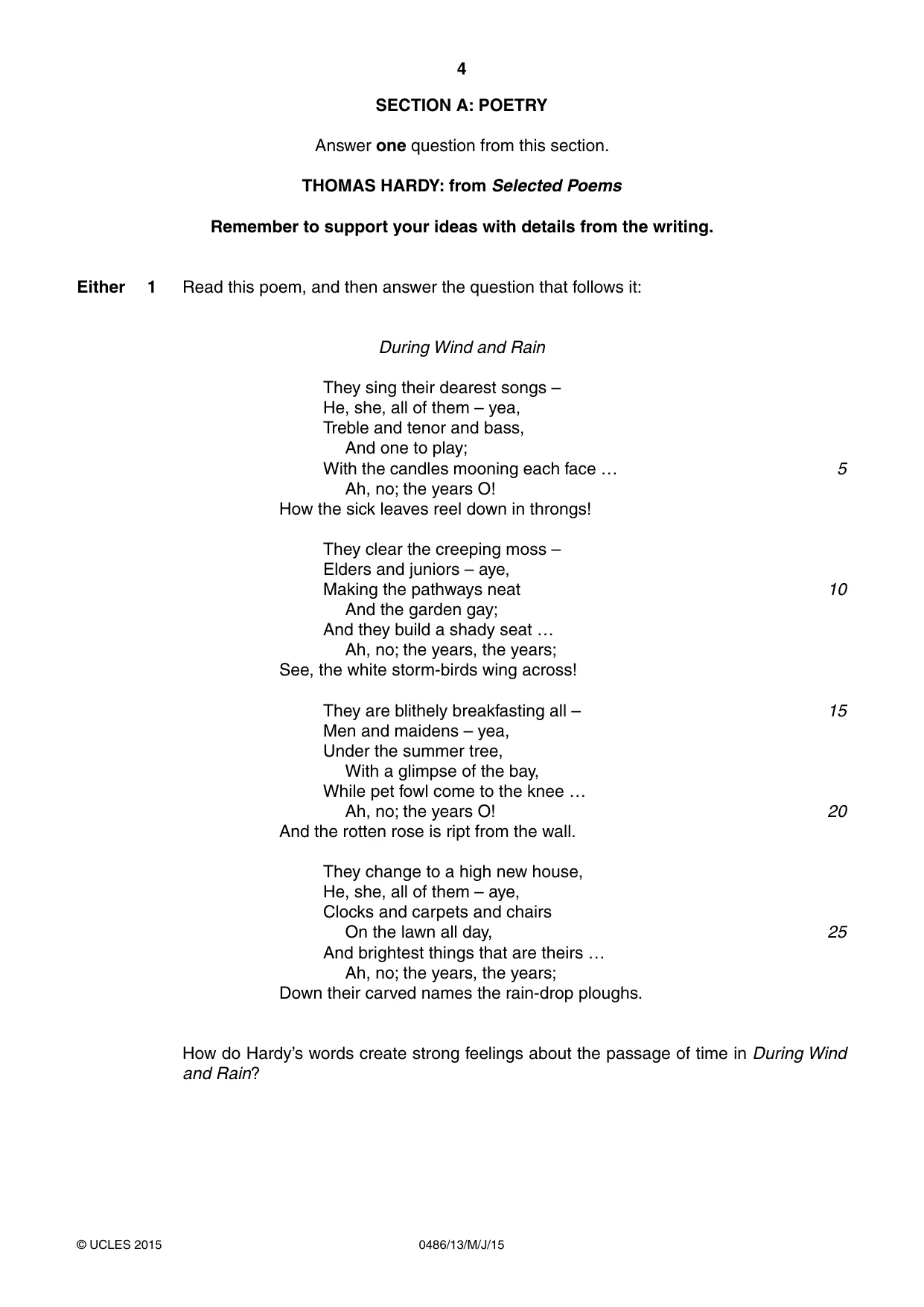Cambridge IGCSE English - Literature 0486 2015 May/June Paper 1 · Variant 3 question paper, page 4 of 28