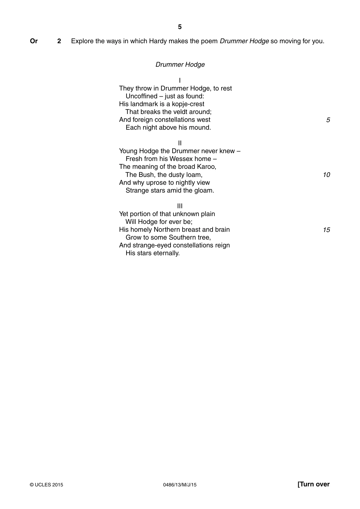 Cambridge IGCSE English - Literature 0486 2015 May/June Paper 1 · Variant 3 question paper, page 5 of 28