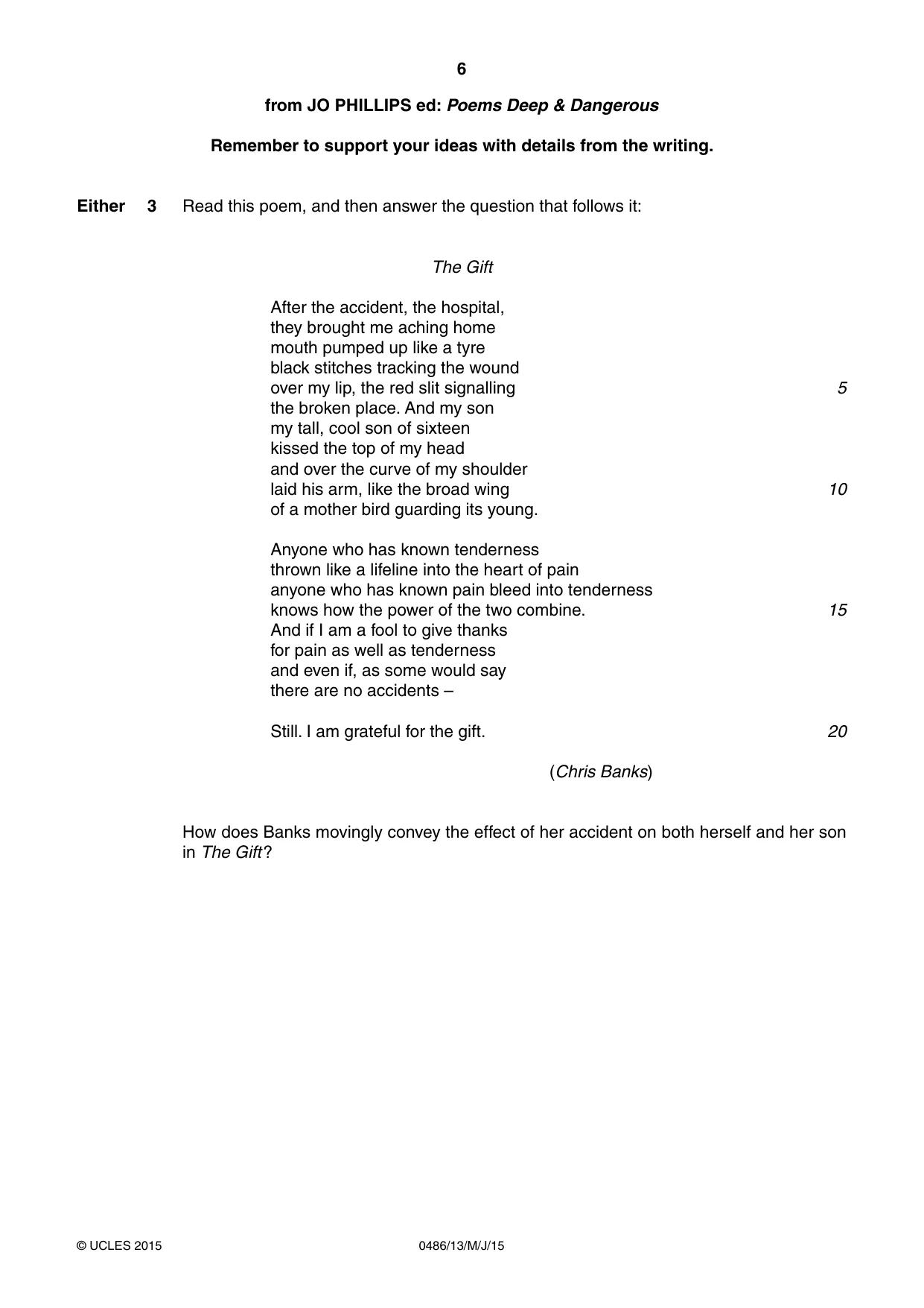 Cambridge IGCSE English - Literature 0486 2015 May/June Paper 1 · Variant 3 question paper, page 6 of 28