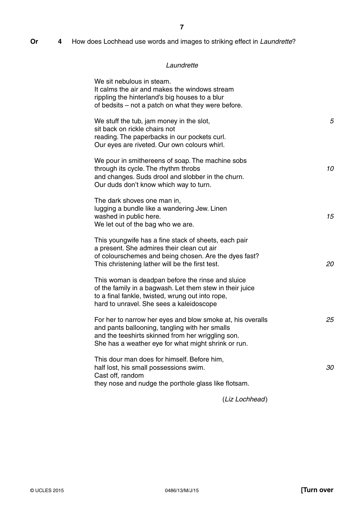 Cambridge IGCSE English - Literature 0486 2015 May/June Paper 1 · Variant 3 question paper, page 7 of 28