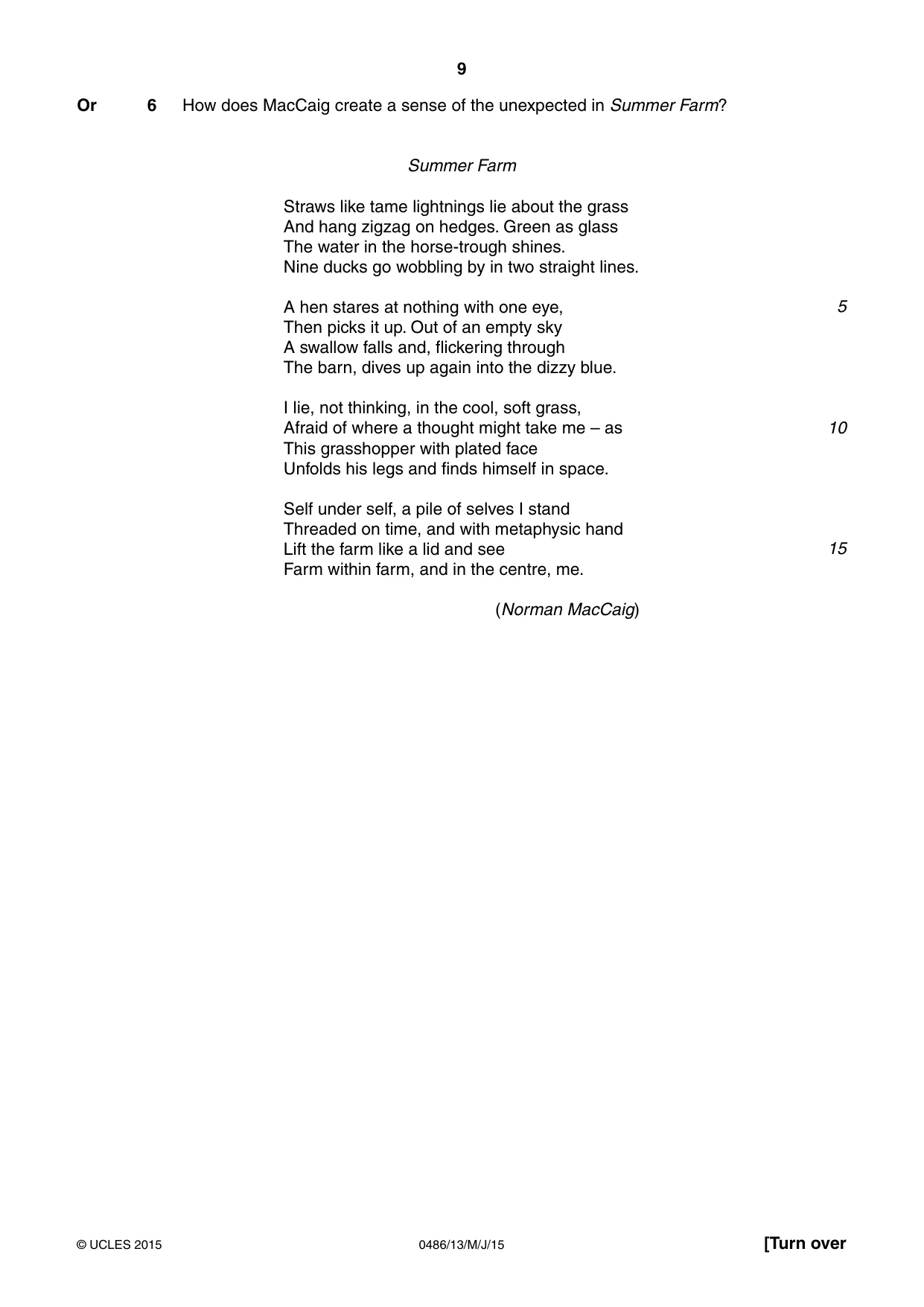 Cambridge IGCSE English - Literature 0486 2015 May/June Paper 1 · Variant 3 question paper, page 9 of 28