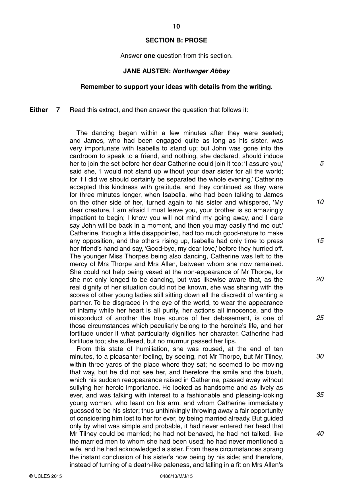 Cambridge IGCSE English - Literature 0486 2015 May/June Paper 1 · Variant 3 question paper, page 10 of 28