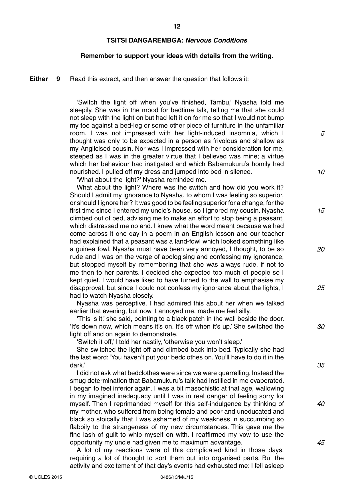 Cambridge IGCSE English - Literature 0486 2015 May/June Paper 1 · Variant 3 question paper, page 12 of 28