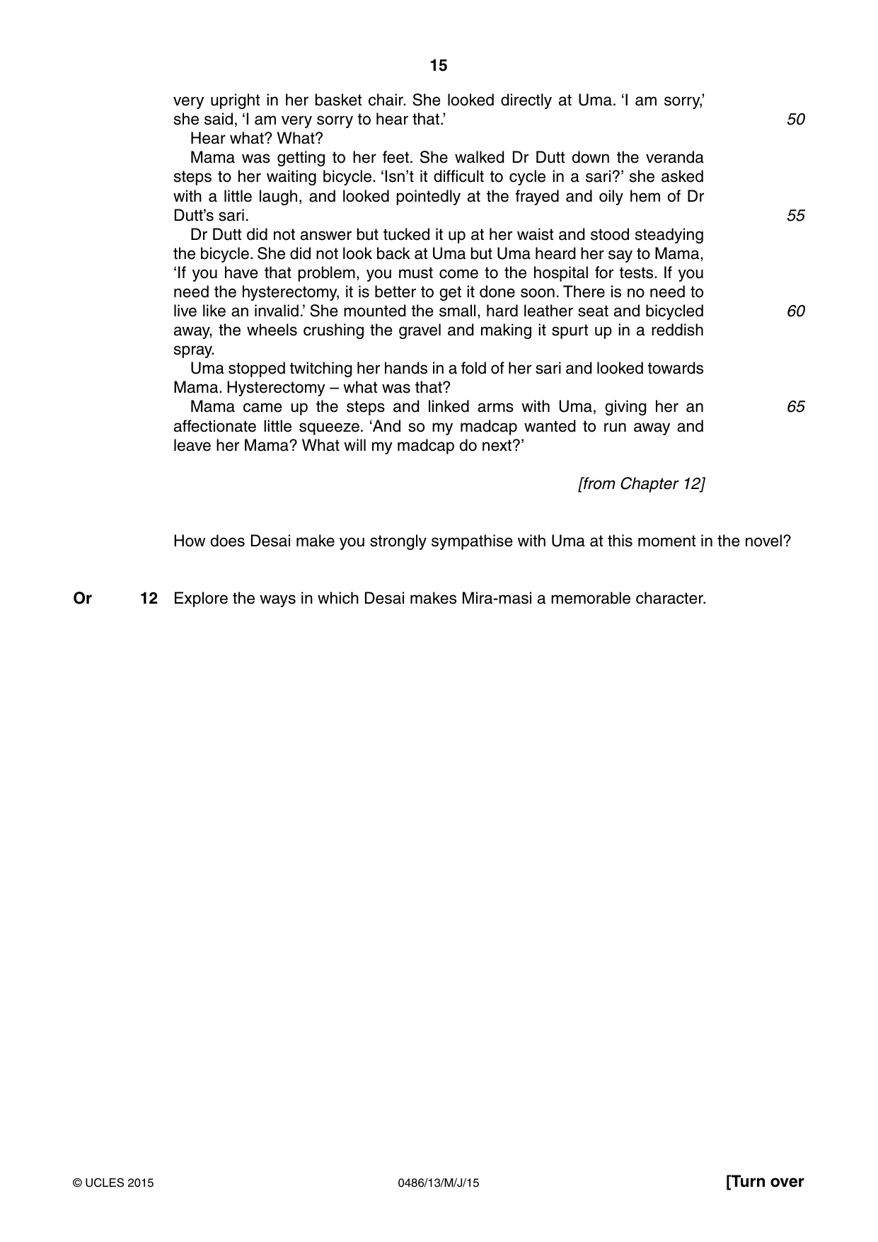 Cambridge IGCSE English - Literature 0486 2015 May/June Paper 1 · Variant 3 question paper, page 15 of 28