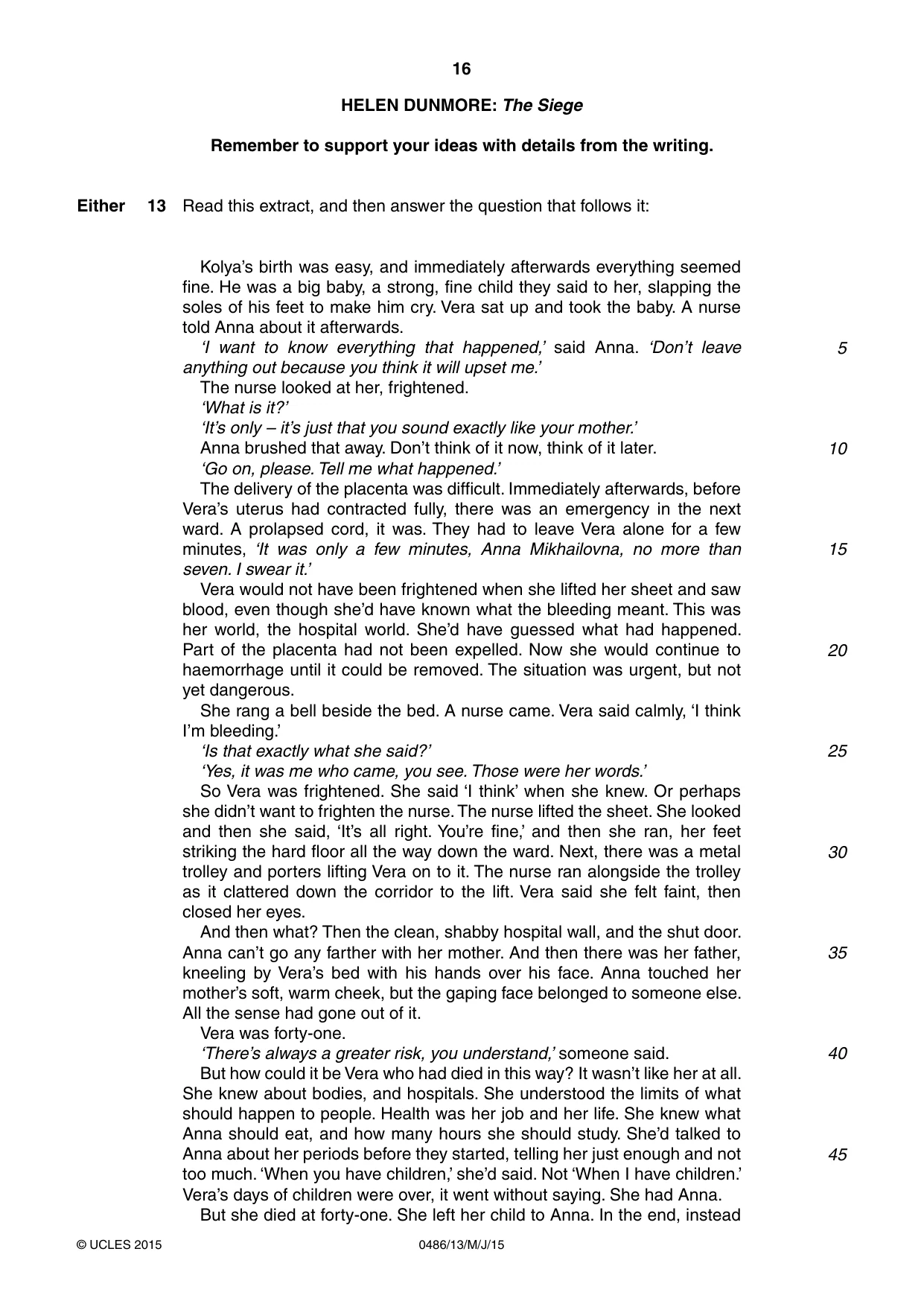 Cambridge IGCSE English - Literature 0486 2015 May/June Paper 1 · Variant 3 question paper, page 16 of 28